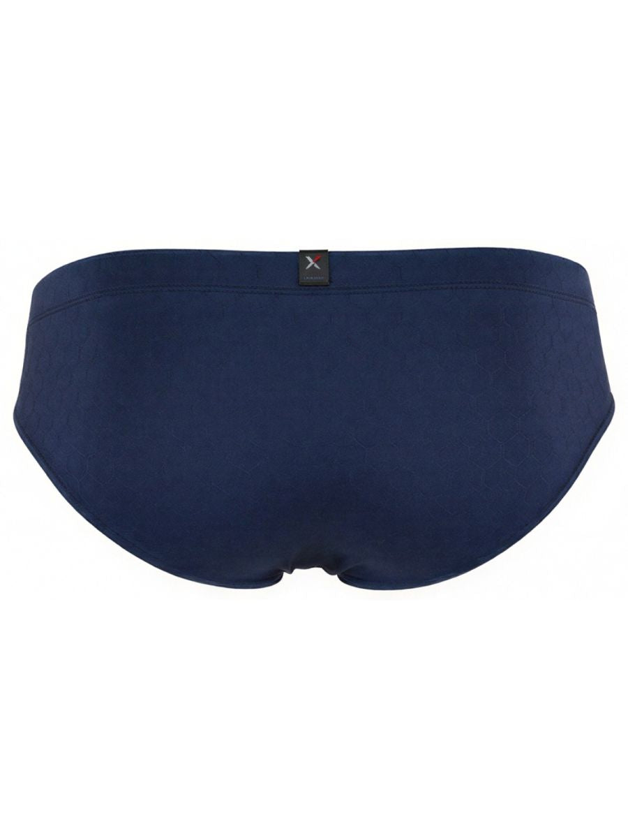 Xtremen navy blue textured brief with subtle honeycomb pattern. Model 98572.