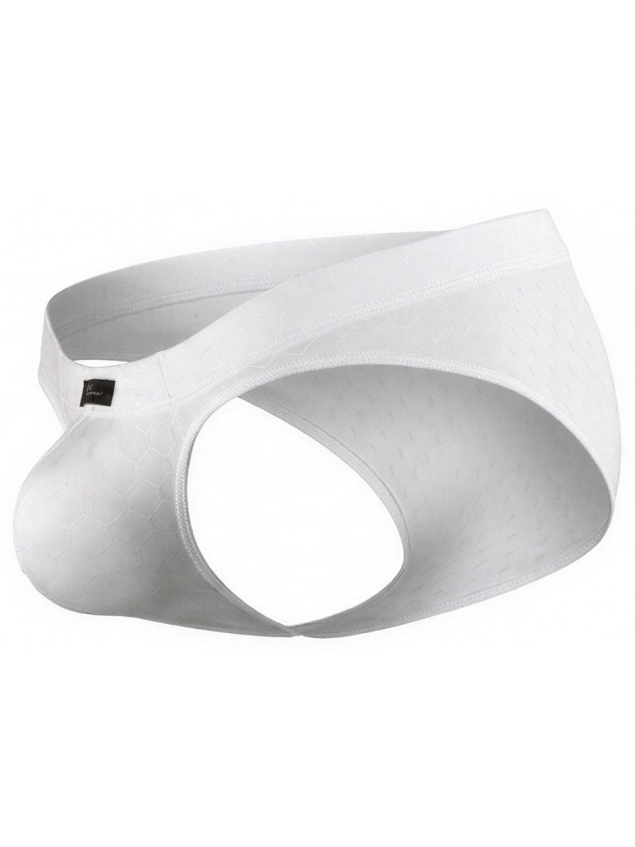 Xtremen white textured jockstrap with a honeycomb pattern. Men's athletic underwear style.