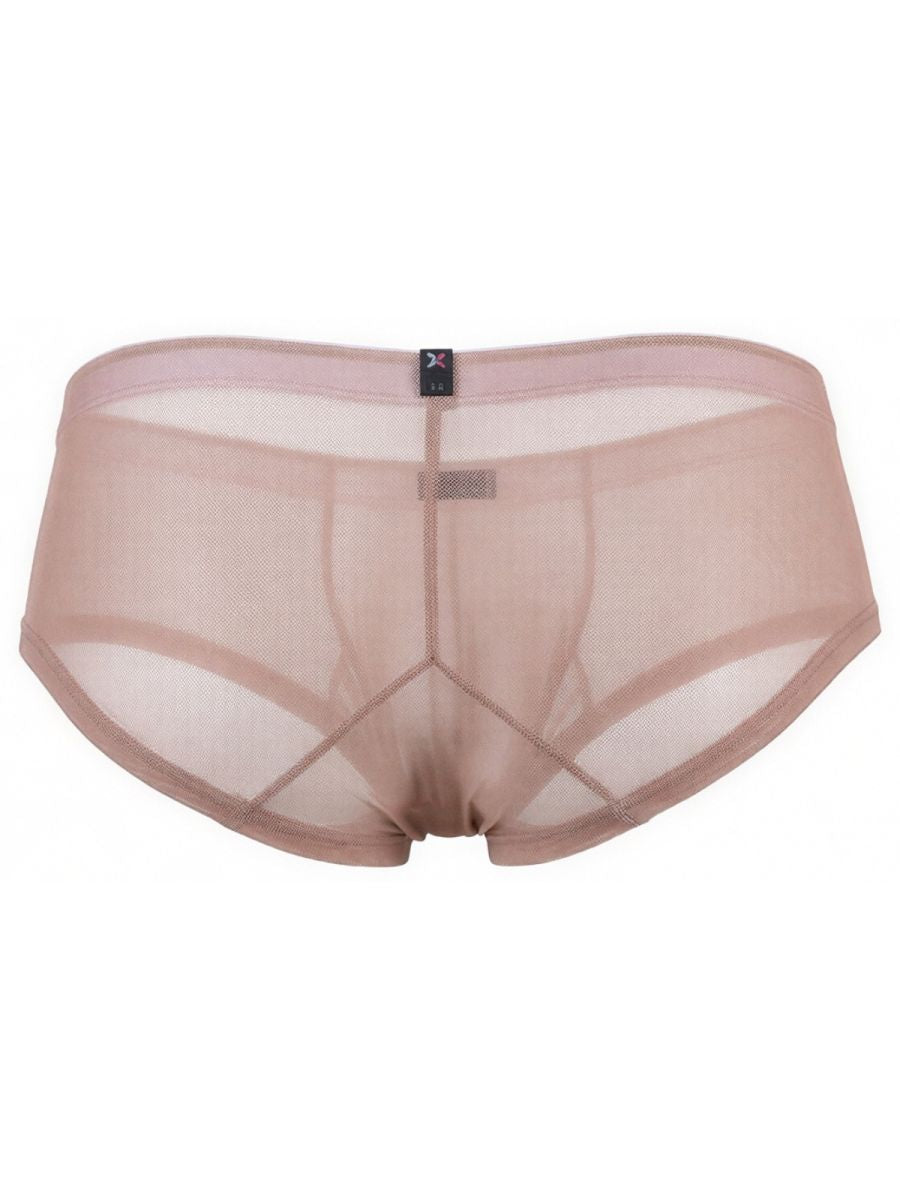 Xtremen nude mesh bikini brief with logo tag detail. Sheer, lightweight fabric. Model 75150.