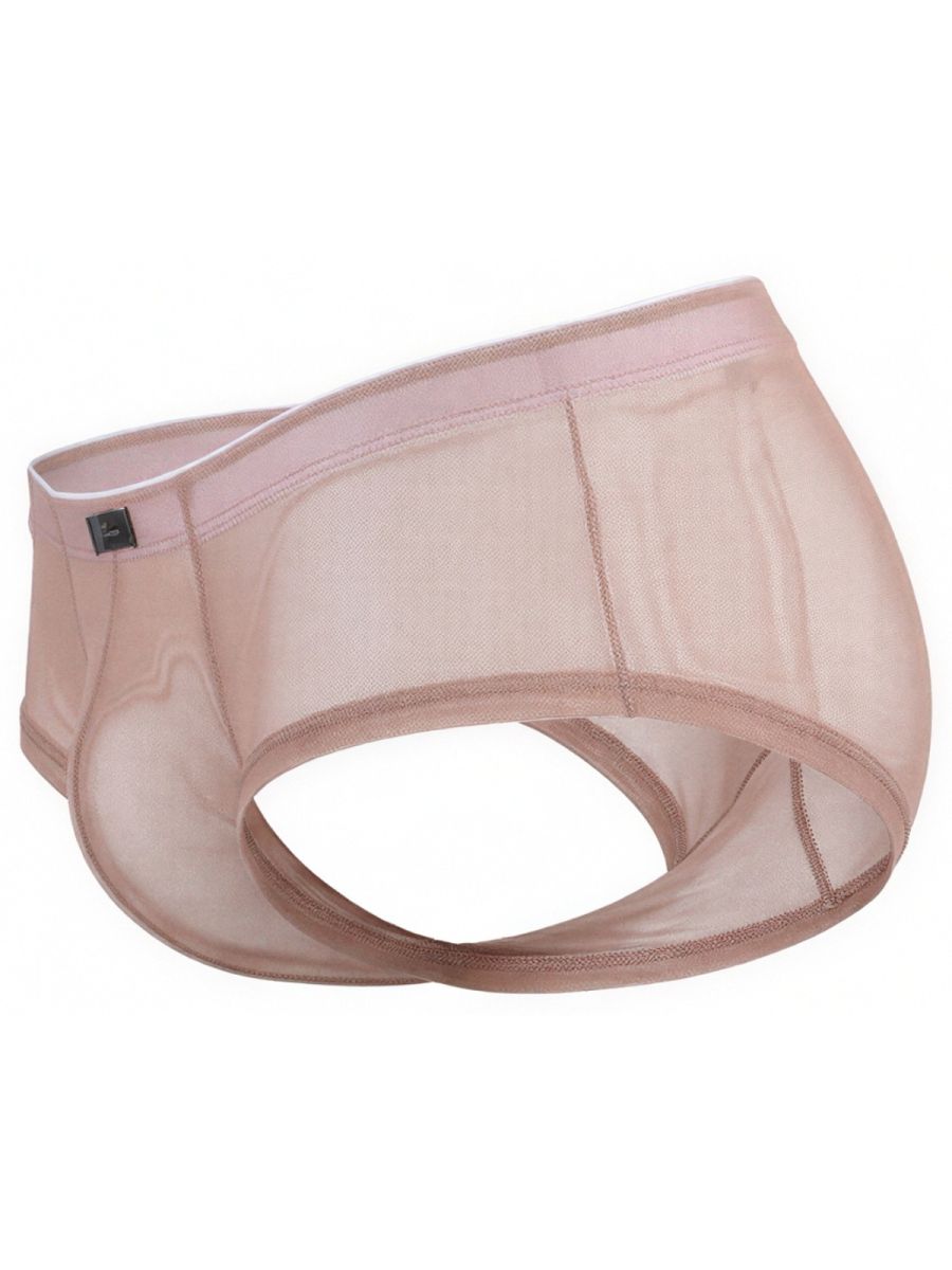 Xtremen 93390 sheer mesh bikini brief in nude. Breathable, lightweight fabric with elastic waistband.
