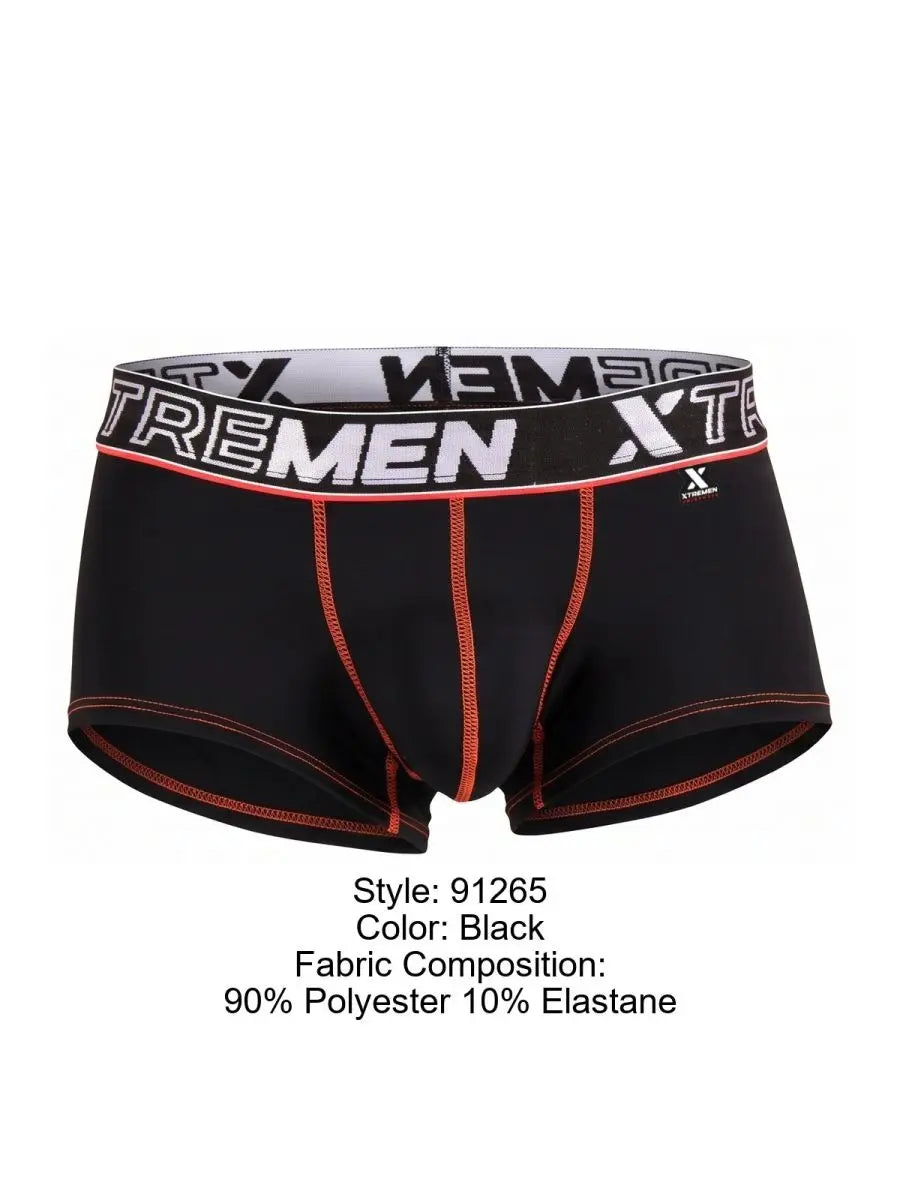 Xtremen 91265 Men's Underwear Sleek Microfiber Stretch Trunks Color Black