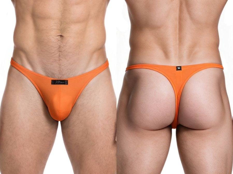 Xtremen 91266 Men's Underwear Sleek Microfiber Thongs Color Orange