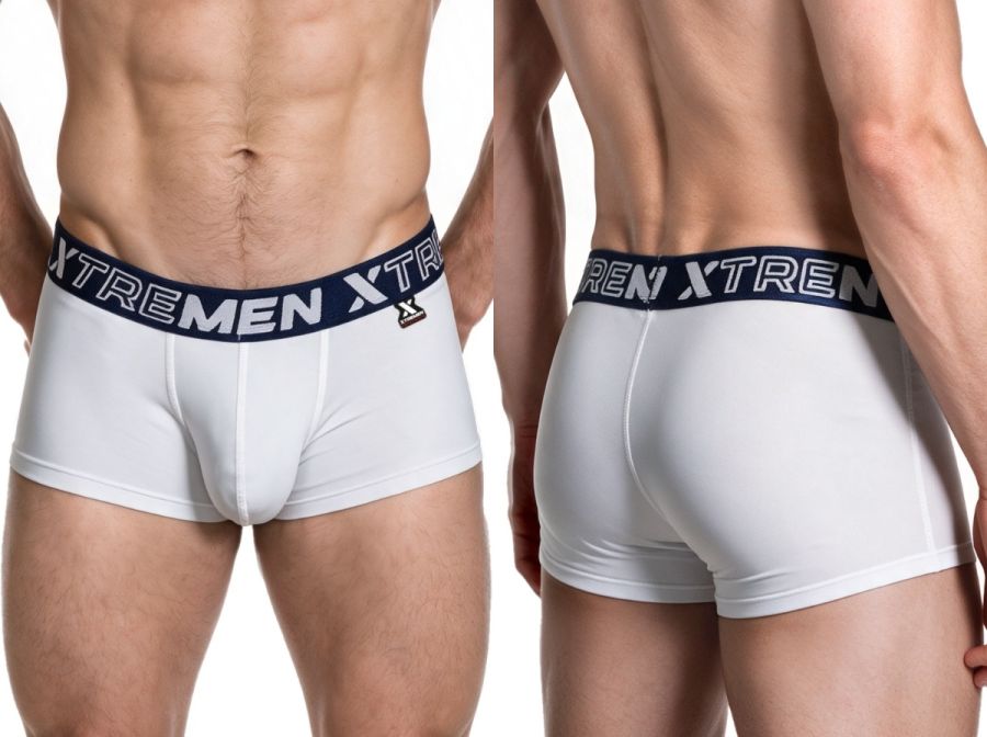 Xtremen 91274 メンズ下着 マイクロファイバー トランクス 日常使い サポートカラー ホワイト