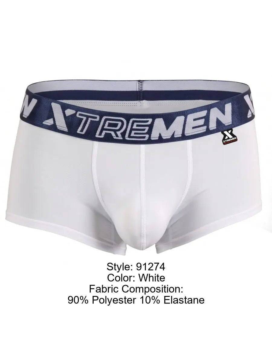 Xtremen 91274 남성용 마이크로파이버 트렁크 속옷, 데일리 서포트, 화이트