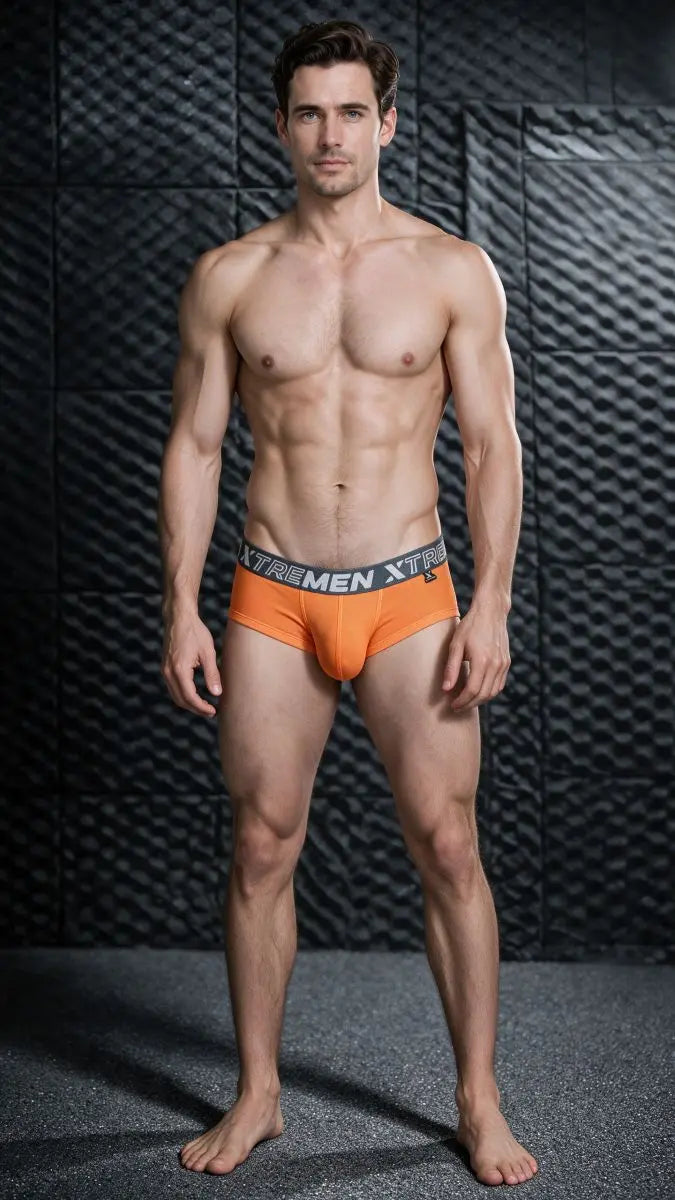 Xtremen 91280 남성용 언더웨어 슬릭 마이크로파이버 브리프 오렌지색