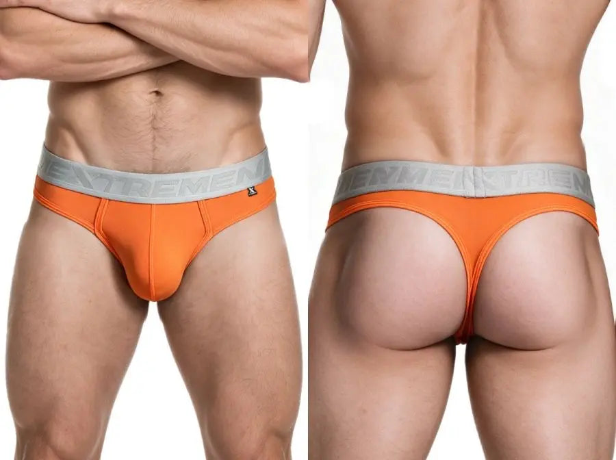 Xtremen 91281 Men's Underwear Sleek Microfiber Thongs Color Orange