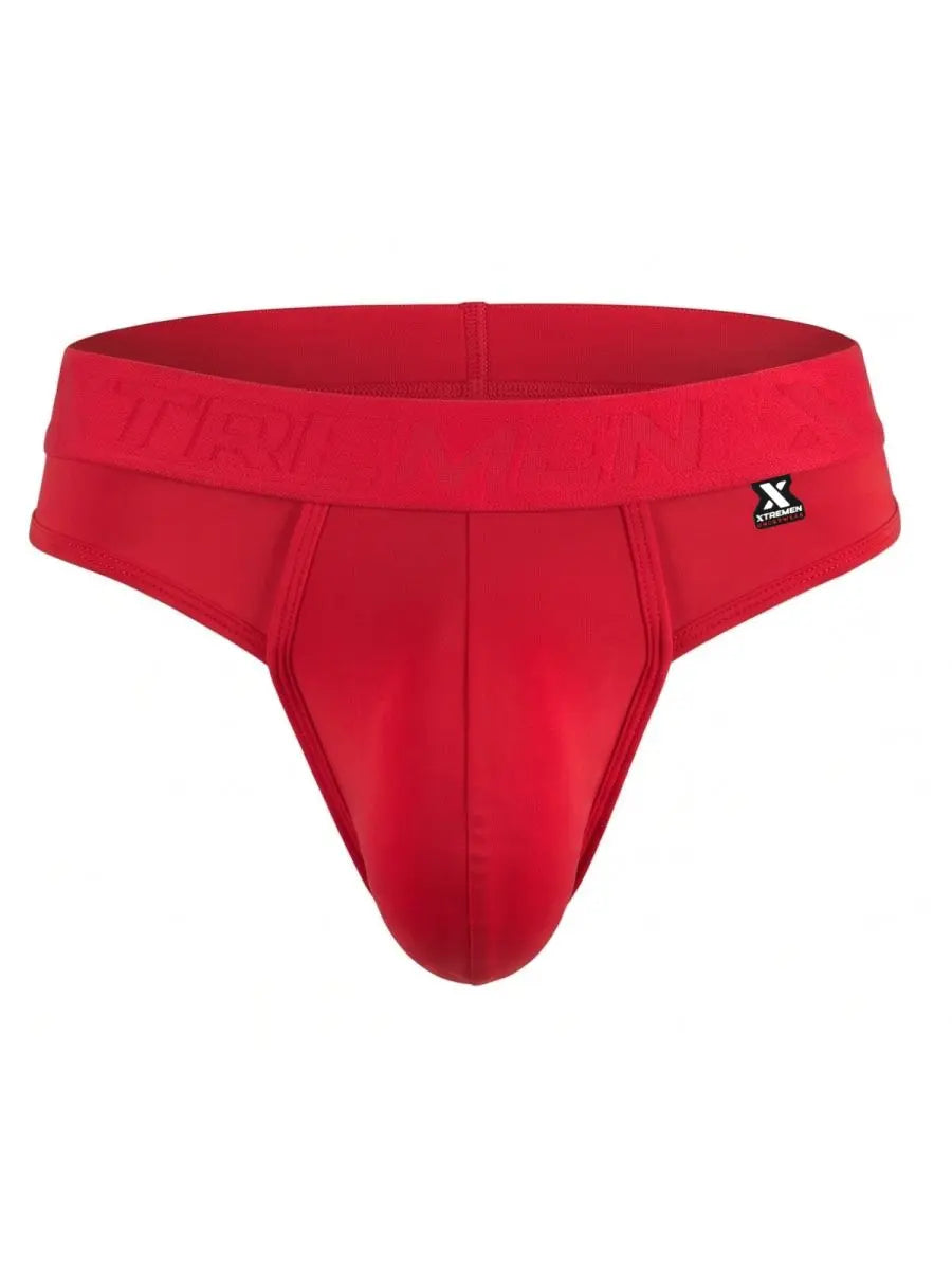 Xtremen 91281 남성용 언더웨어 슬릭 마이크로파이버 티팬티 레드