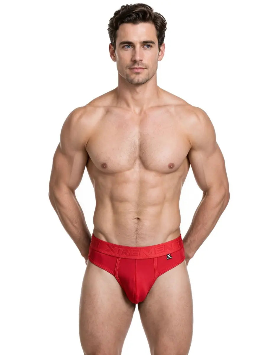 Xtremen 91281 남성용 언더웨어 슬릭 마이크로파이버 티팬티 레드
