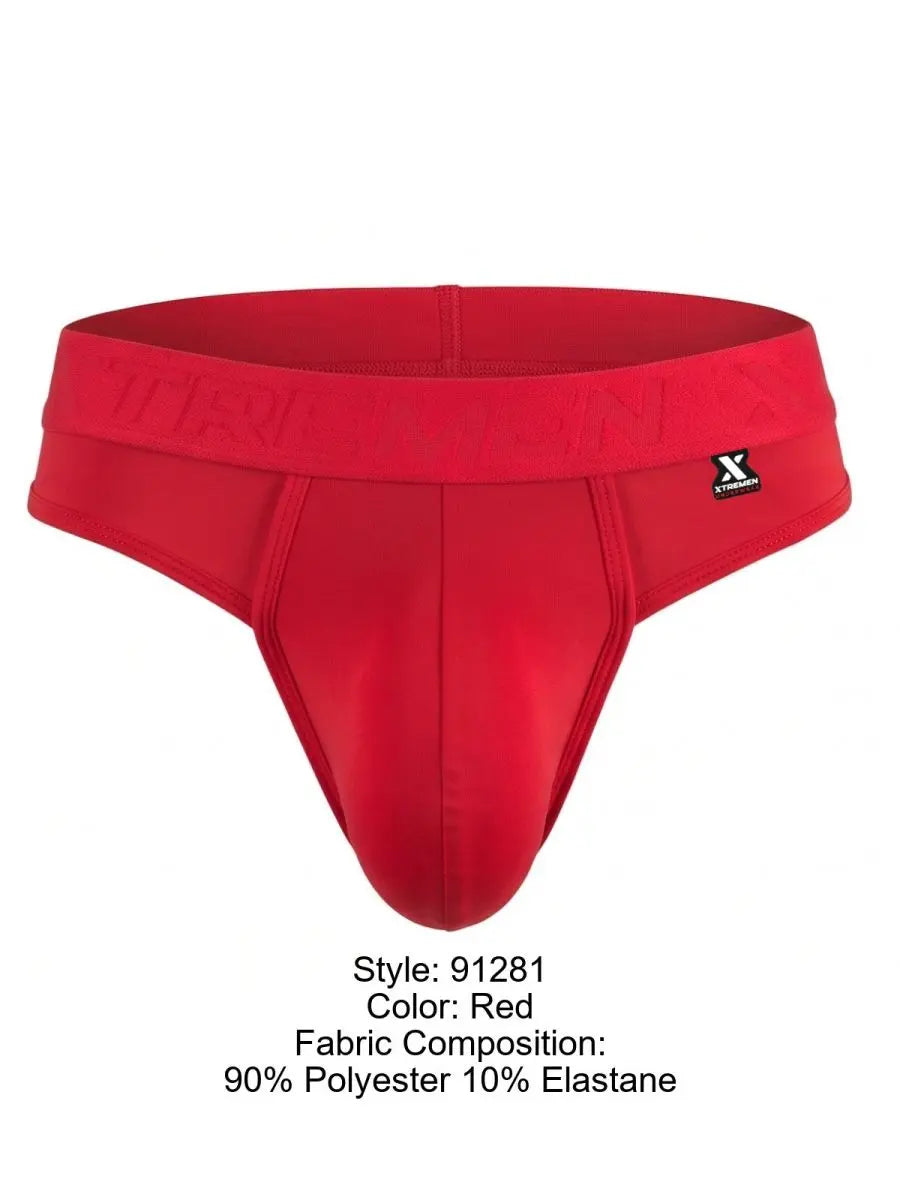 Xtremen 91281 남성용 언더웨어 슬릭 마이크로파이버 티팬티 레드