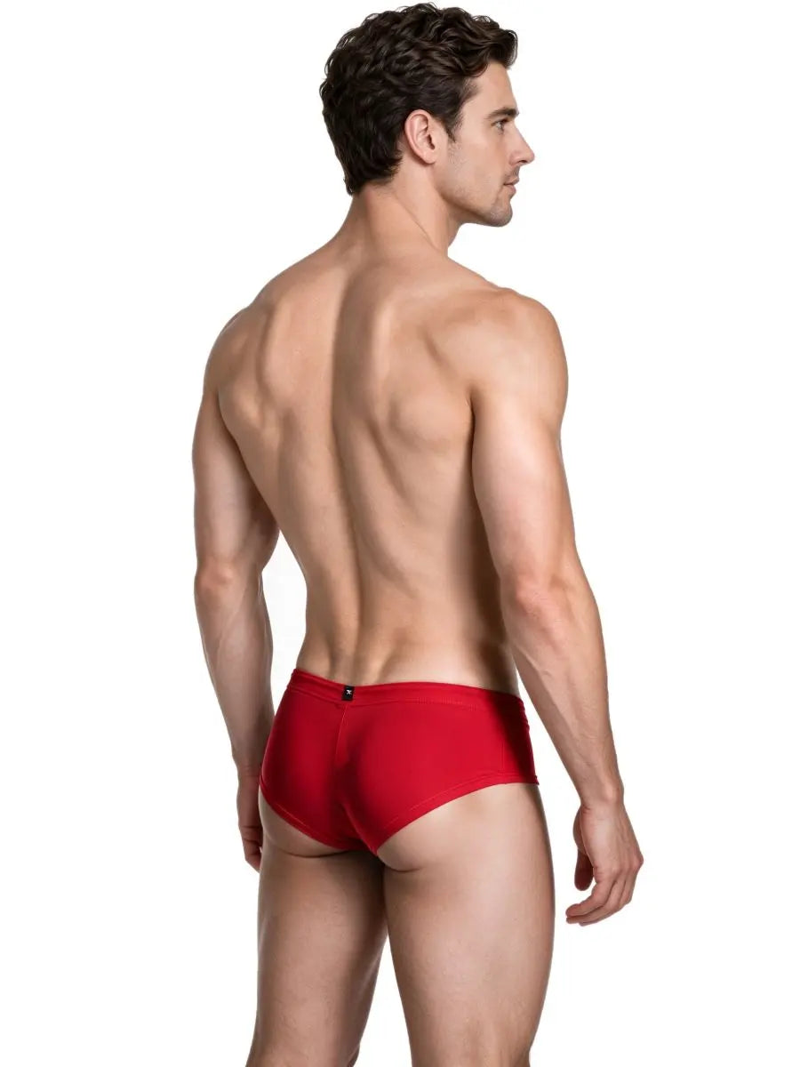 Xtremen 91282 남성용 언더웨어 슬릭 마이크로파이버 브리프 레드
