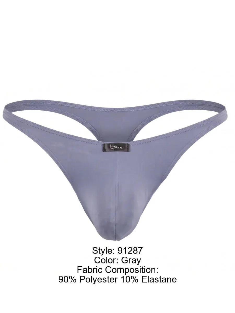 Xtremen 91287 Men's Underwear Microfiber Thongs Sleek Minimalist Style Color Gray