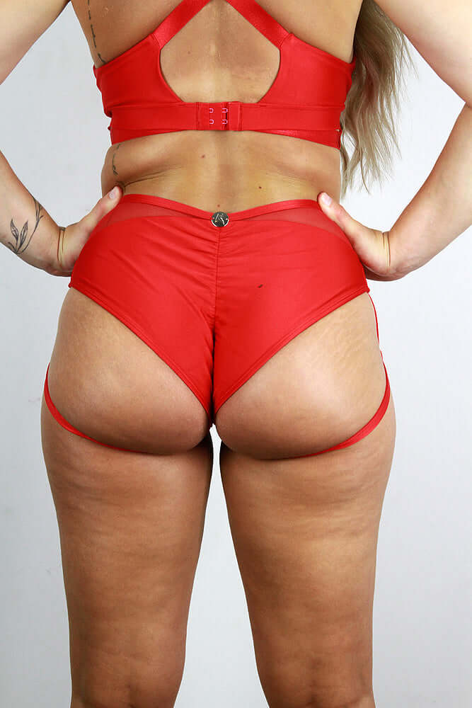 Yasmin Low Waist Booty Short RED | Pole Wear