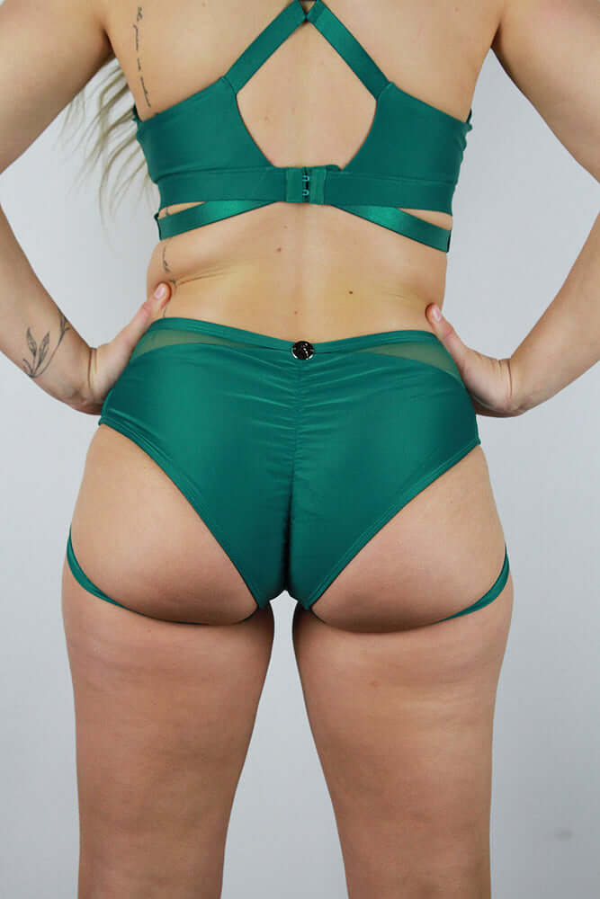 Yasmin Low Waist Booty Short Forest Green | Pole Wear