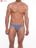 Go Softwear 5509 Men's Amalfi Thong Swim - Navy Stripe