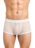 White striped menâ€™s briefs ActiveStripe cotton trunk with sheer textured fabric and reinforced white waistband