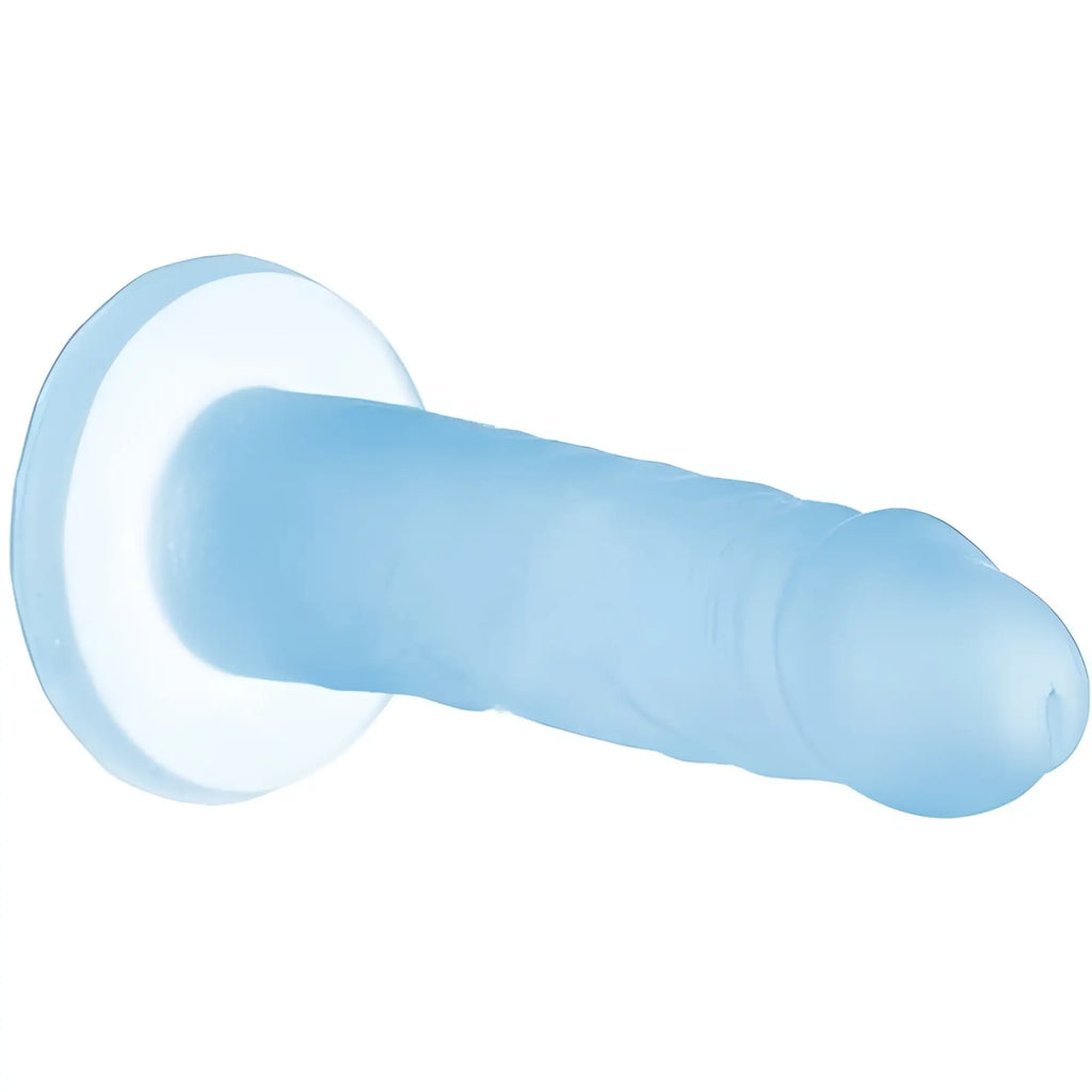 Light blue translucent silicone dildo with white base from Addiction Cocktails Dildo Blue Lagoon 5.5in product