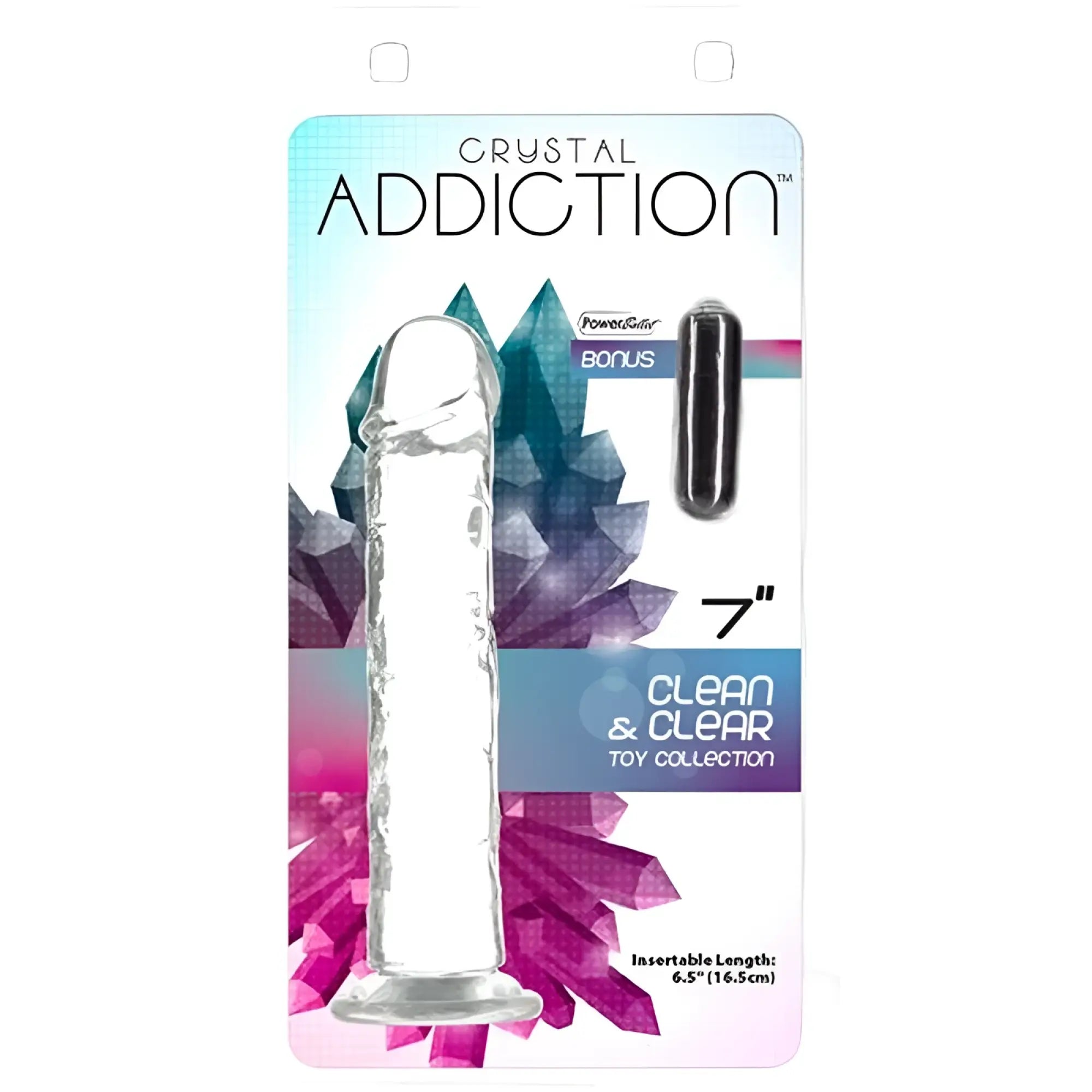 Addiction crystal dildo straight 7in clear glass with textured surface from crystal addiction clean & clear toy collection