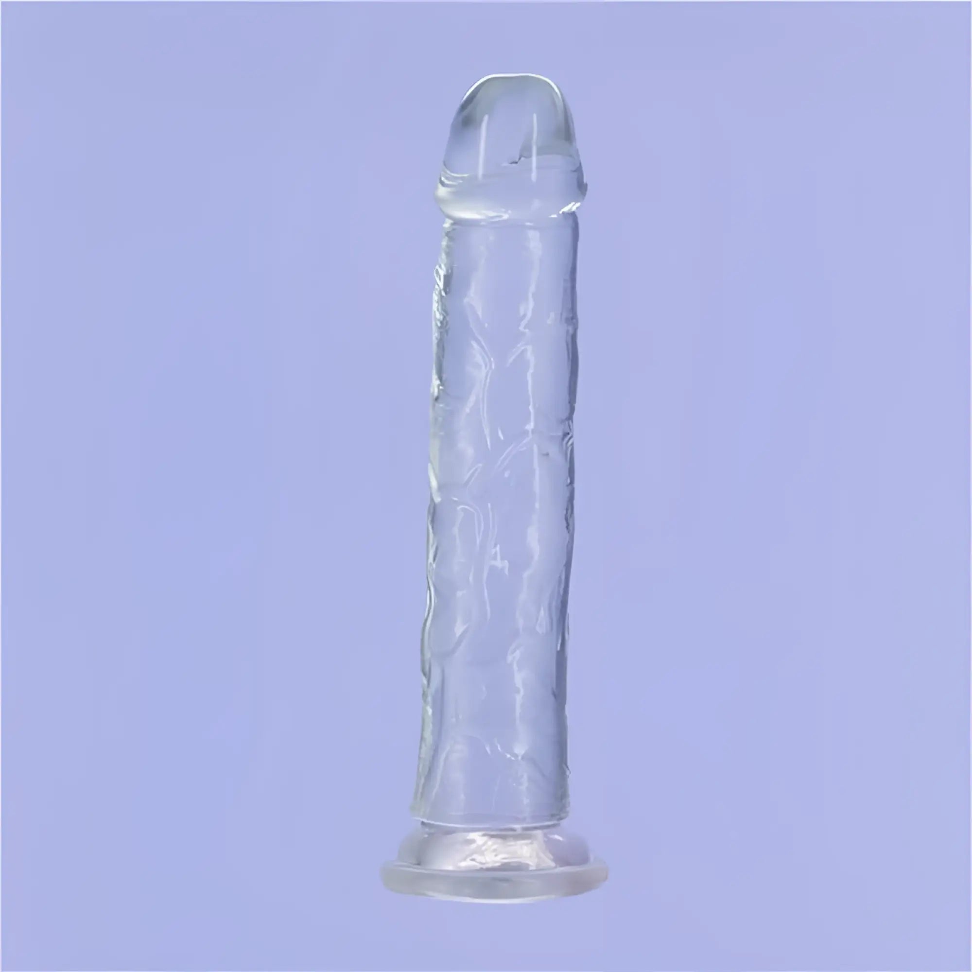 Addiction Crystal Dildo straight 9in clear translucent silicone with textured surface and rounded head