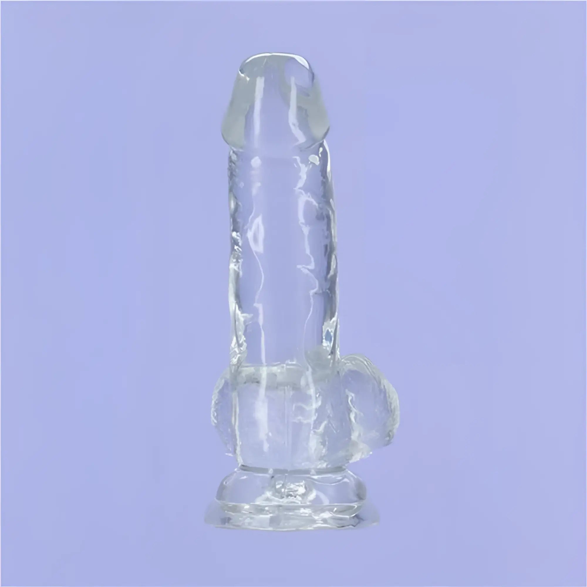 Addiction crystal dildo clear glass with textured surface and rounded base 6 inch for intimate use