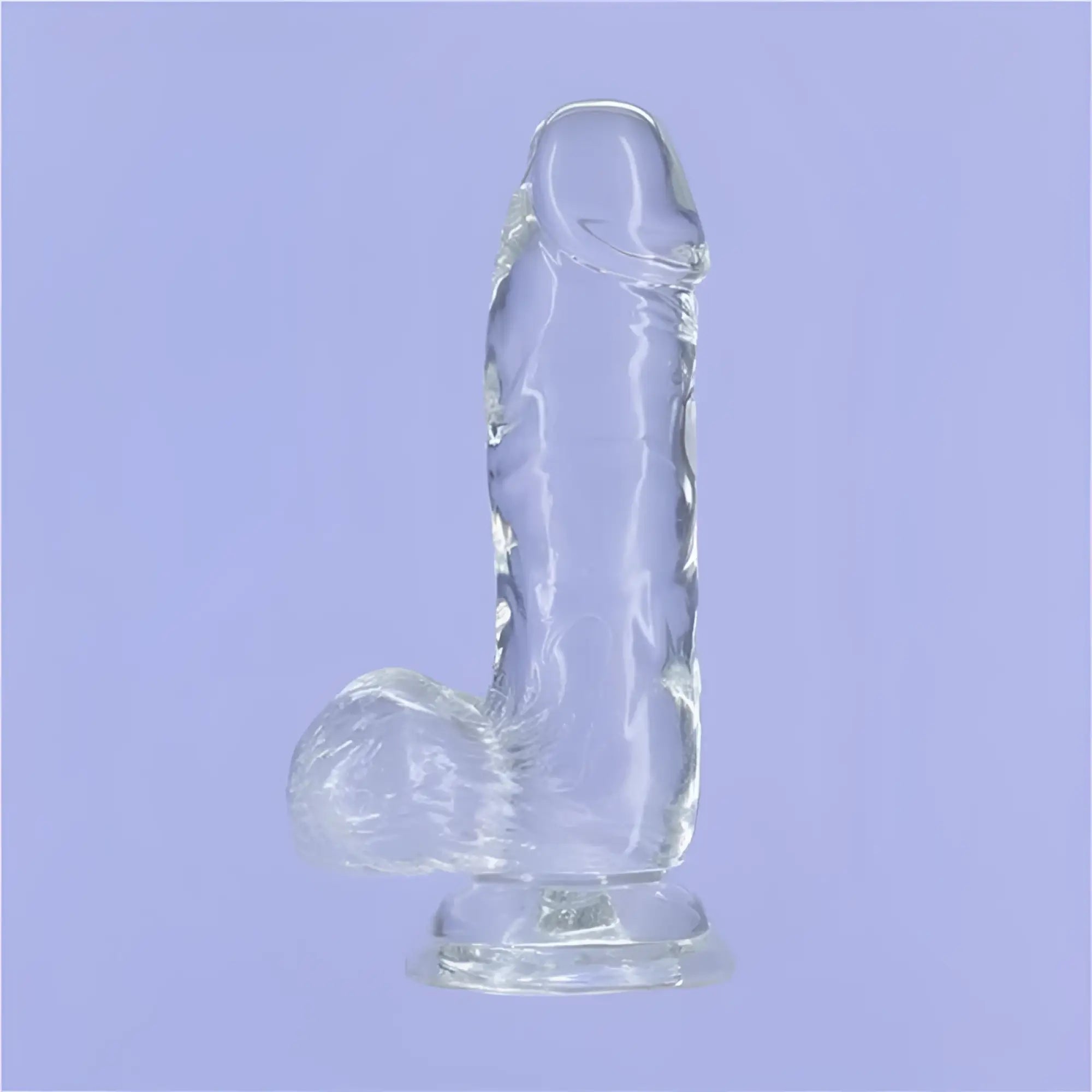 Clear transparent silicone dildo with realistic design and rounded base addiction crystal dildo w balls 6in clear