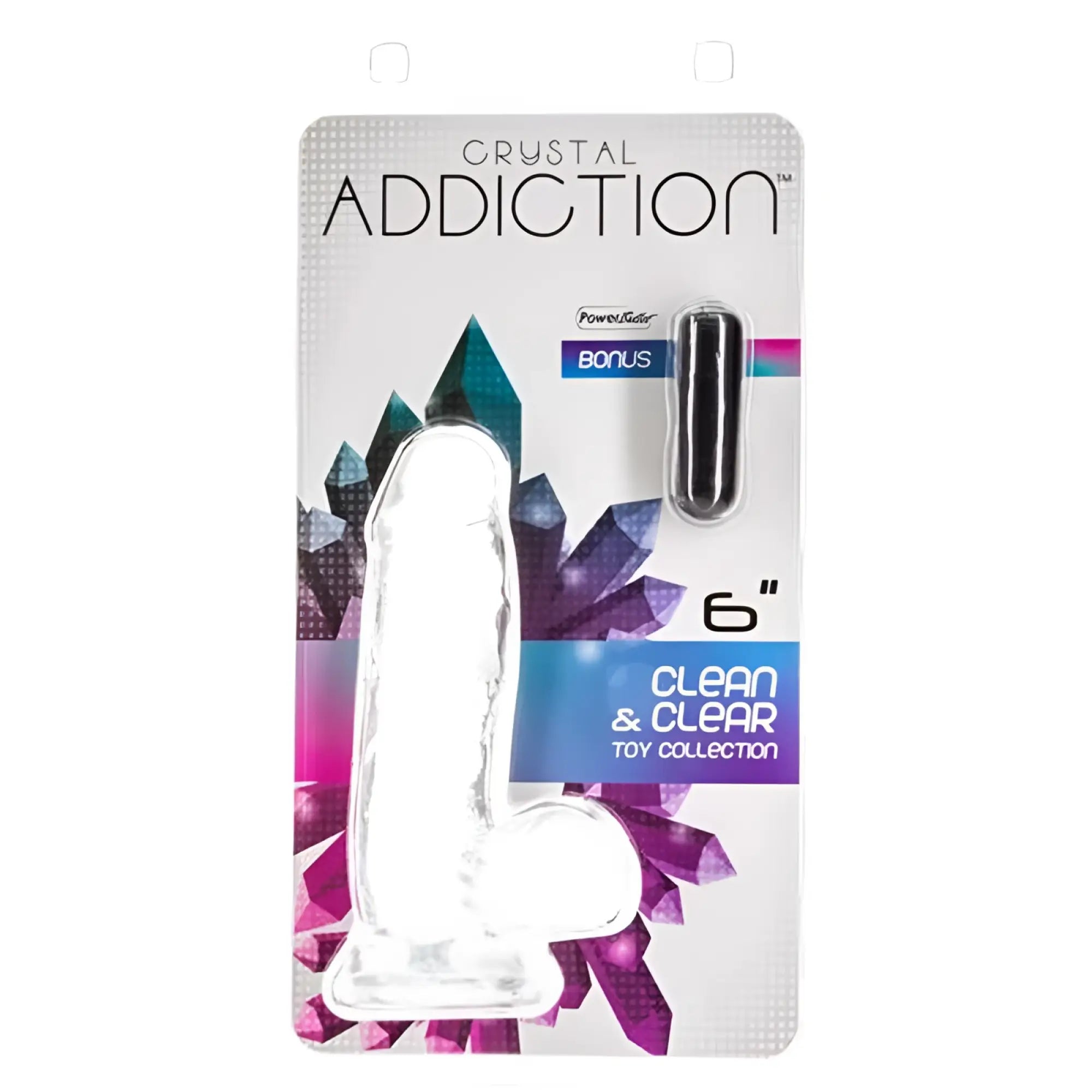 Addiction crystal dildo with balls 6 inch clear transparent silicone toy with smooth glossy finish and rounded base