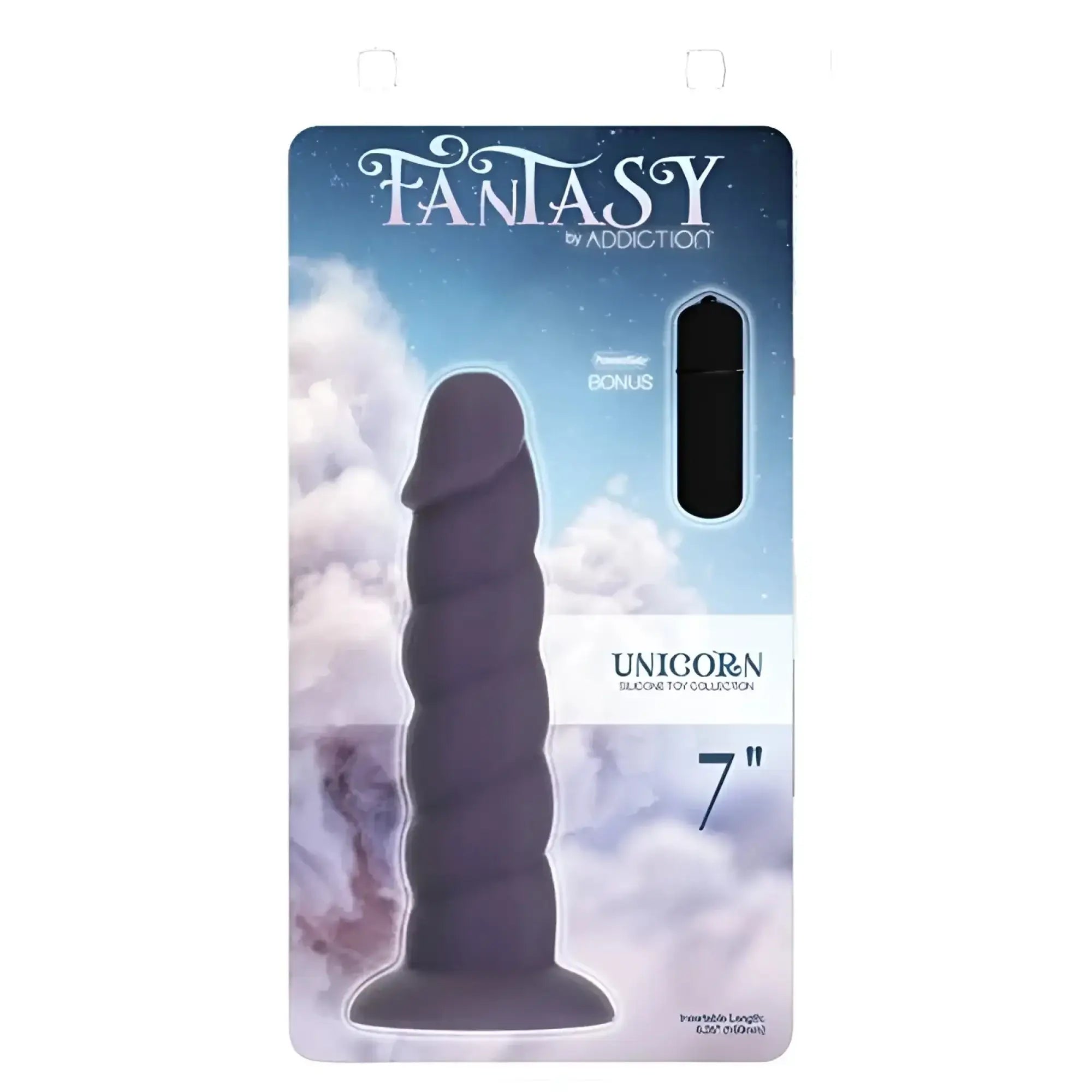 Addiction unicorn dildo 7 inch purple is a dark purple silicone toy shaped like a fantasy unicorn