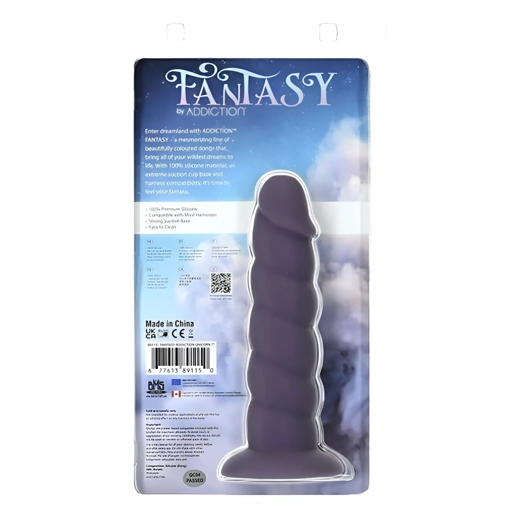 Purple silicone addiction unicorn dildo 7in with textured segmented design and flared base anal plug