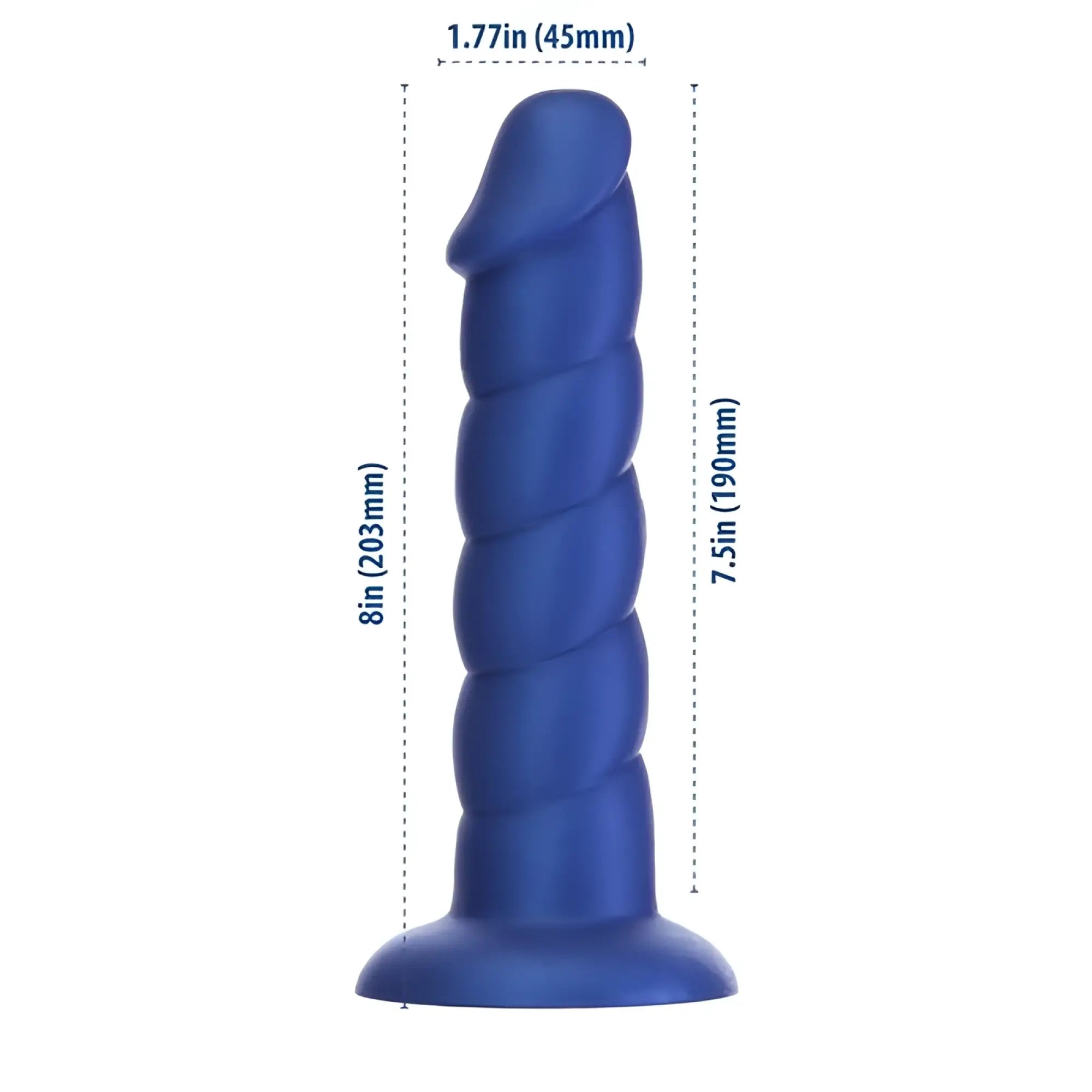 Addiction unicorn dildo 8in blue silicone with twisted design for a unique textured experience