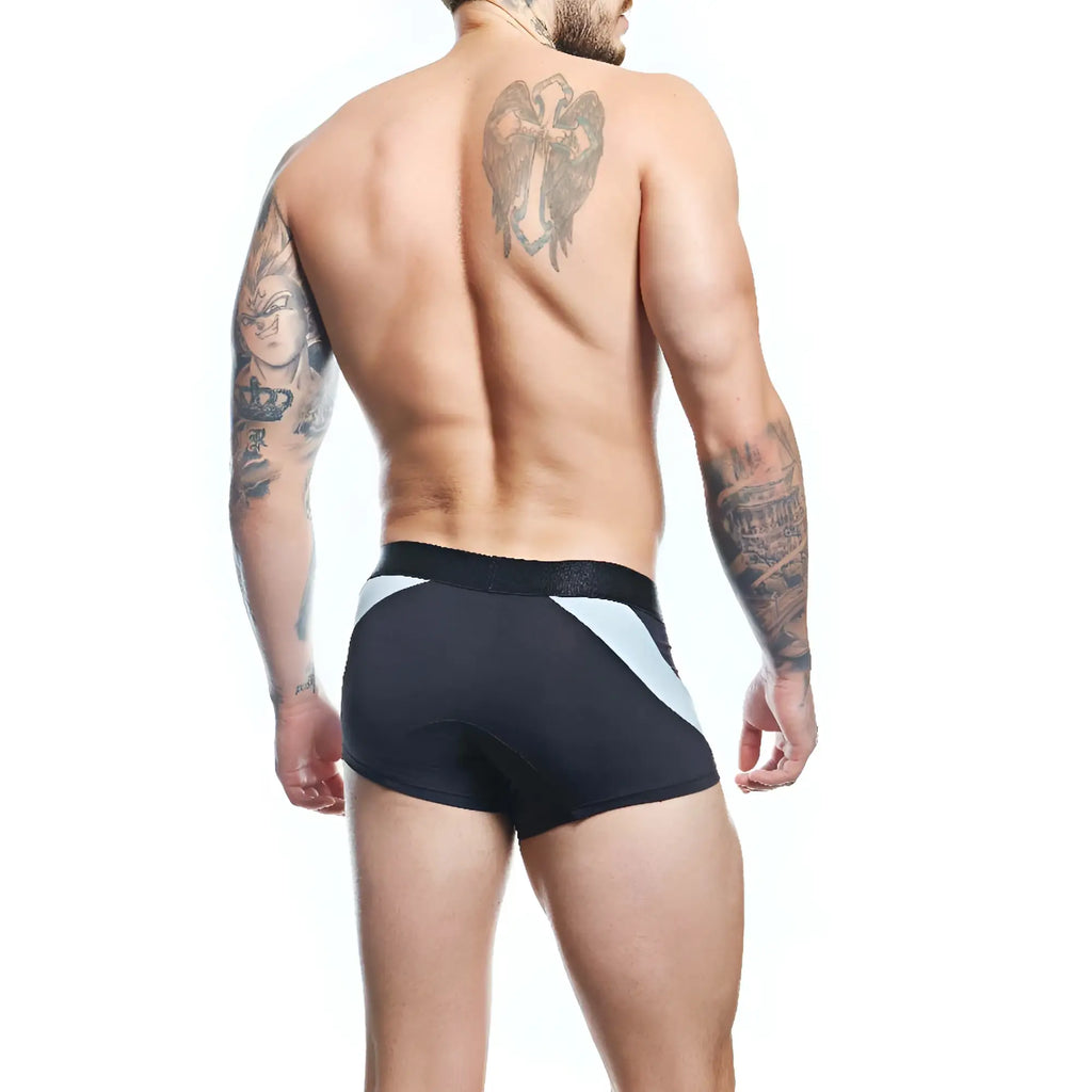 Agacio agg087 boxer trunk athletic briefs in black and light gray with a sleek form-fitting design