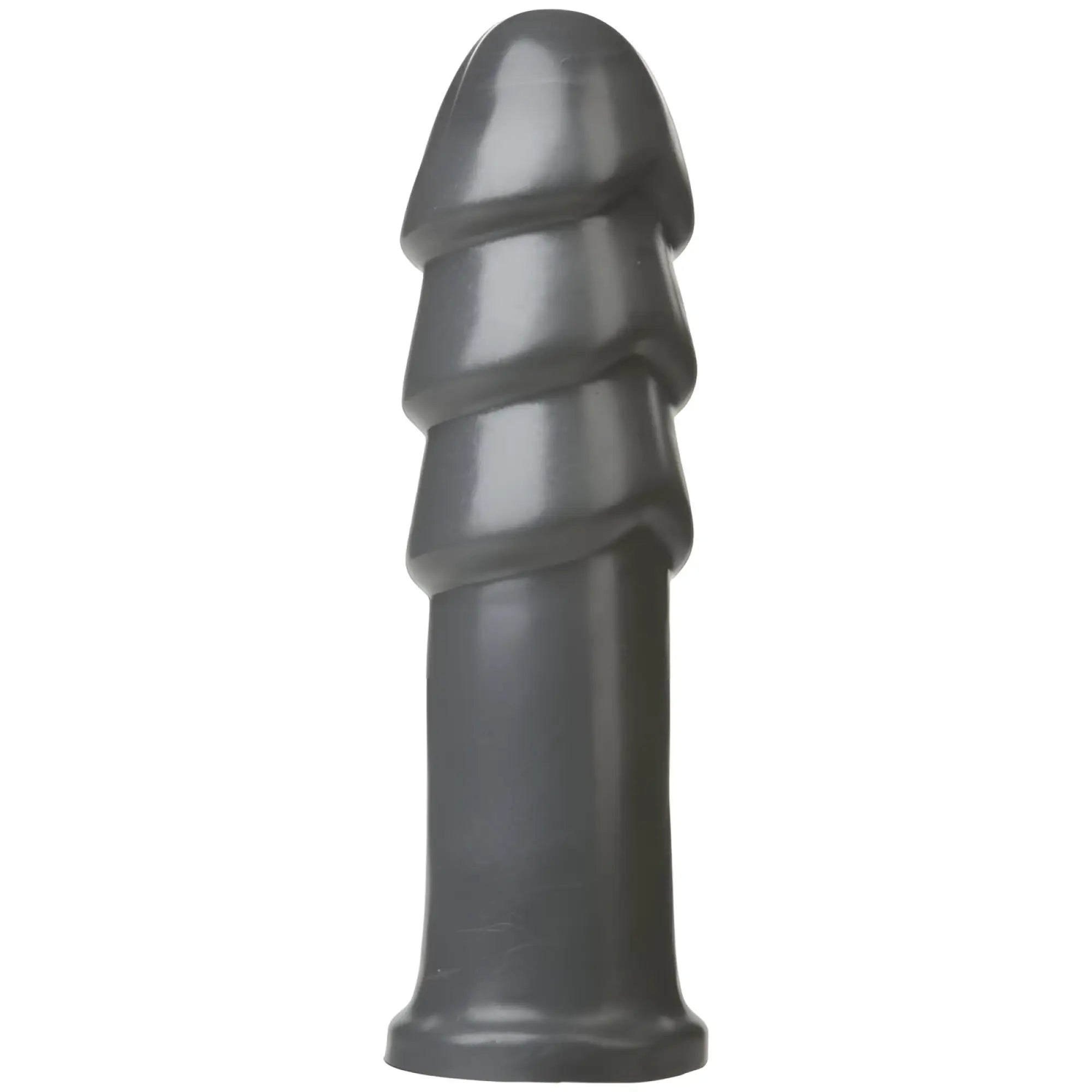 Black silicone anal dildo with textured ridges and rounded head american bombshell b10 warhead 10in gun metal