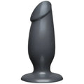 Black silicone anal plug american bombshell fat man with rounded head and flared base in gun metal color