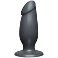 Black silicone anal plug american bombshell fat man with rounded head and flared base in gun metal color