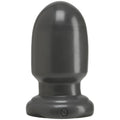 Black silicone american bombshell shell shock small anal plug with rounded tapered head and flared base in gun metal
