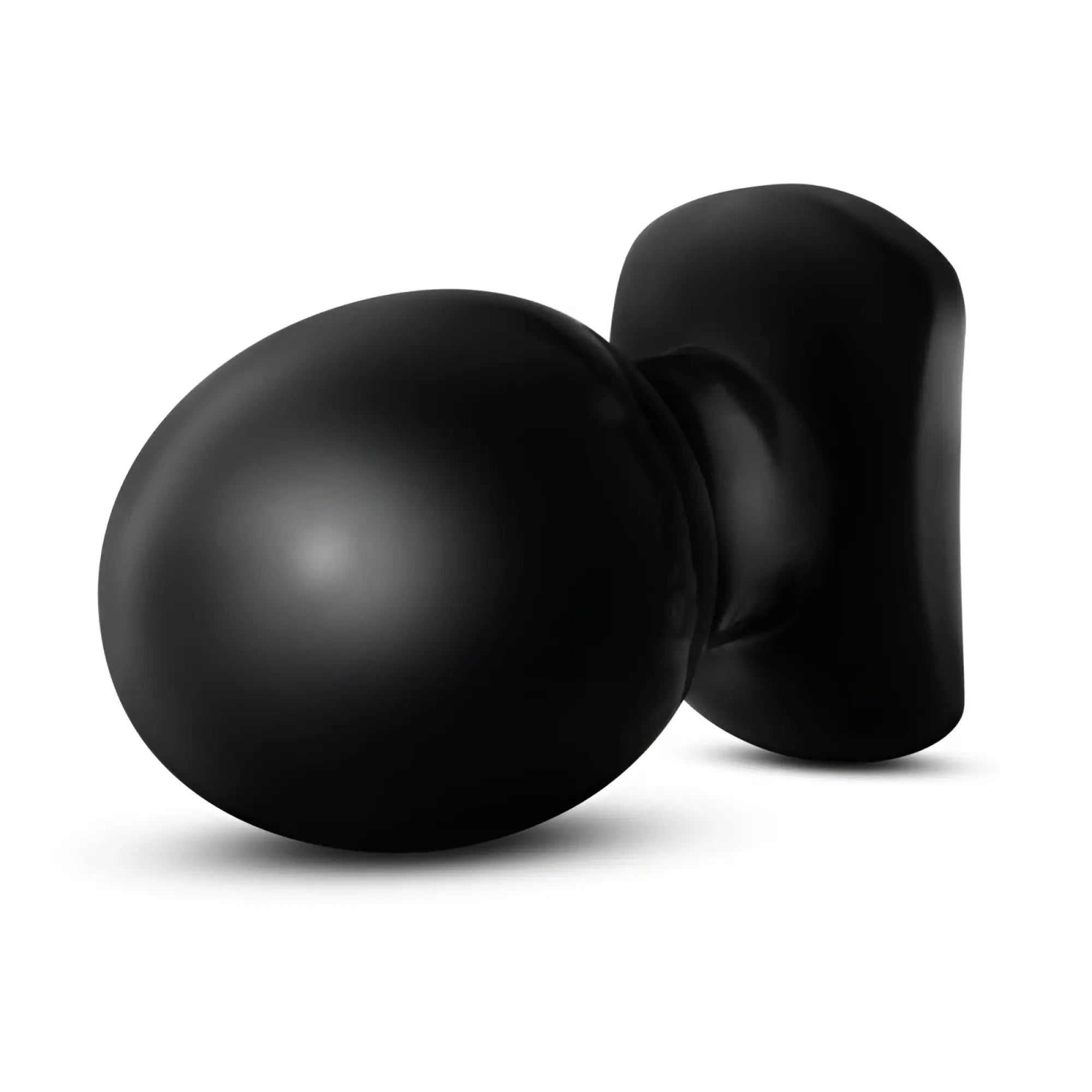 Black matte-finished anal adventures orb plug with rounded spherical head and slightly flared base for comfort