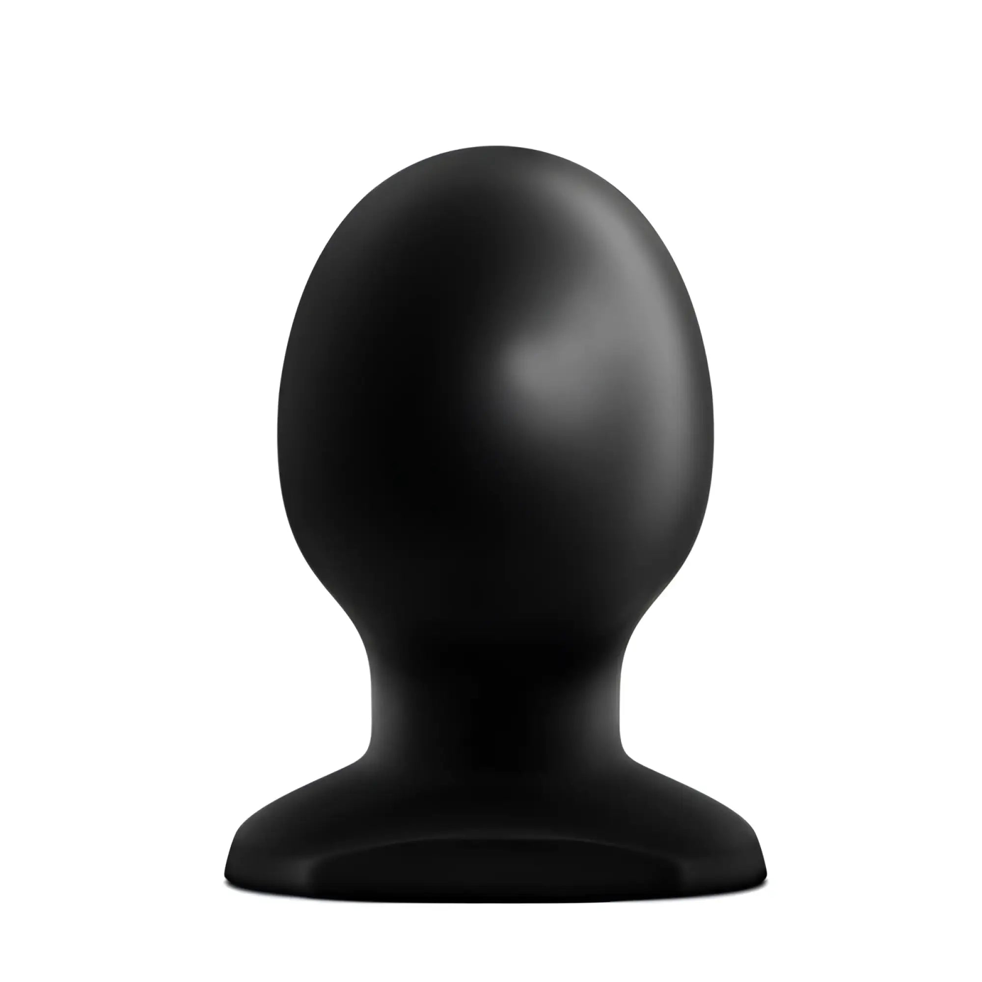 Black smooth silicone anal plug with rounded head and tapered base from Anal Adventures Orb Plug collection