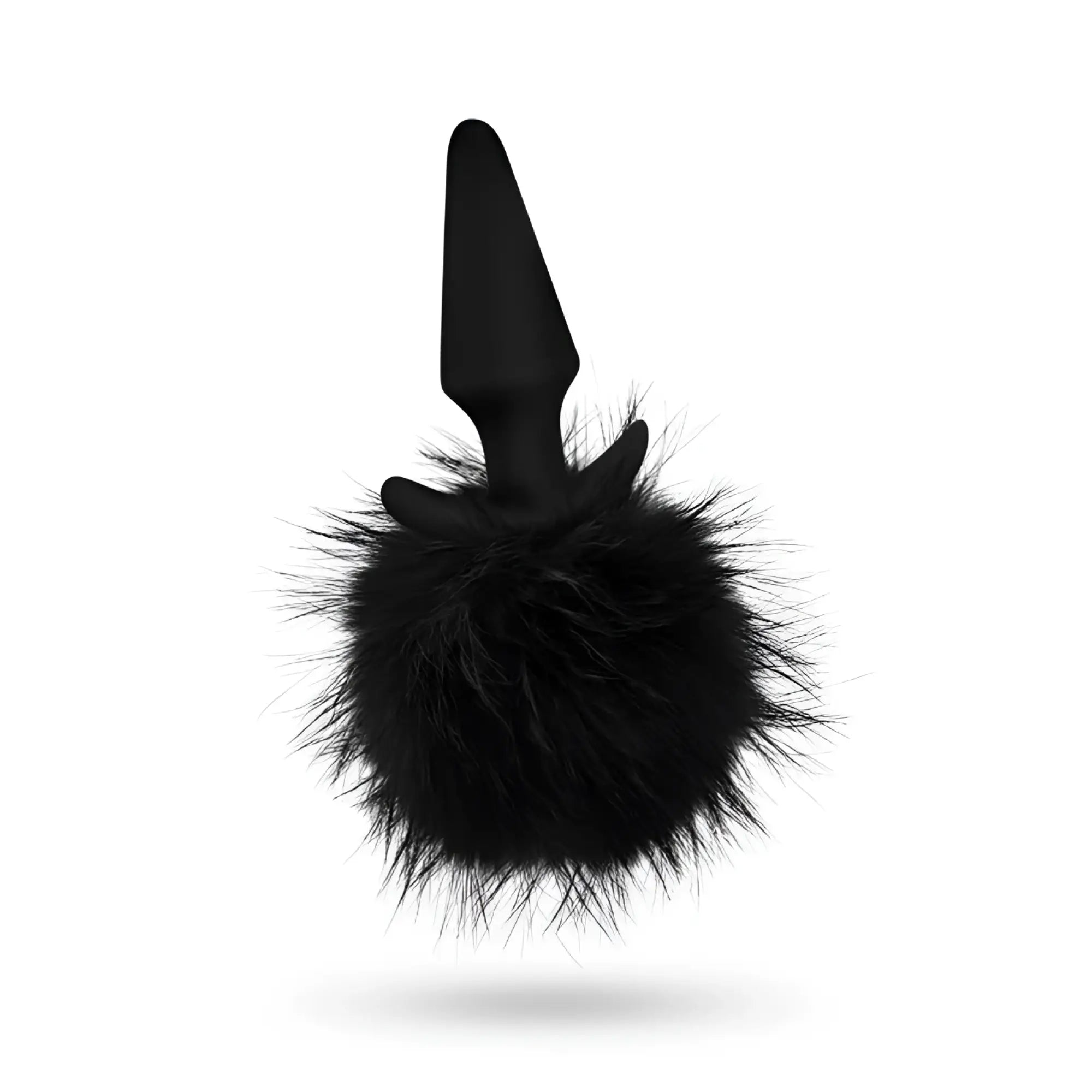 Black furry butt plug with sleek tapered tip and plush faux fur base from Anal Adventures Platinum Rabbit Tail Plug