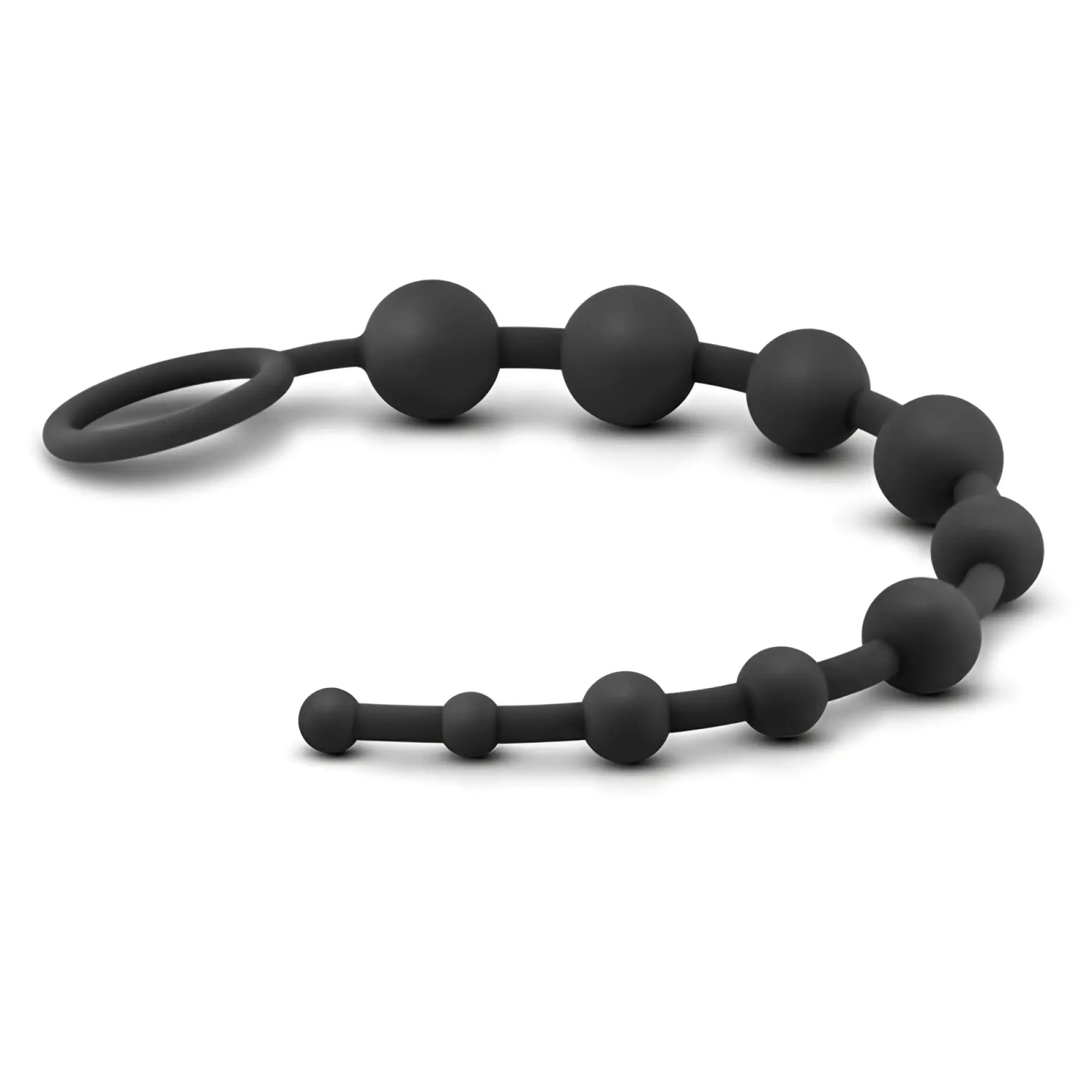 Anal adventures platinum silicone 10 anal beads black train with looped handle for easy use