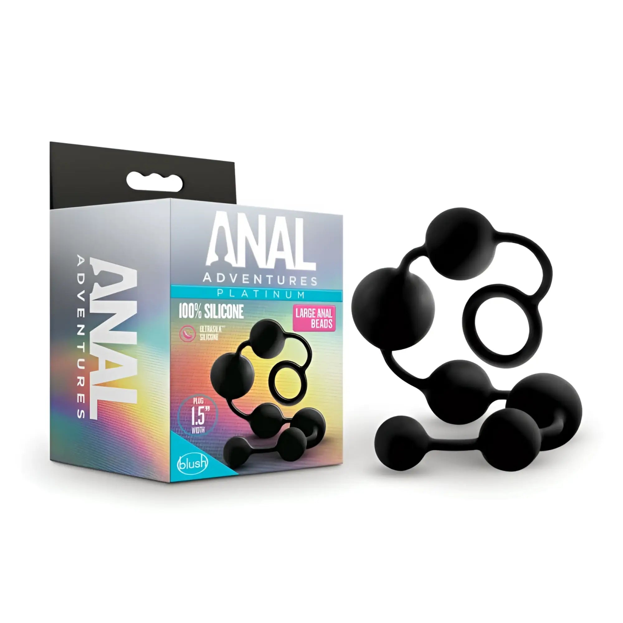 Black silicone anal beads set in a playful interconnected design from anal adventures platinum large anal beads
