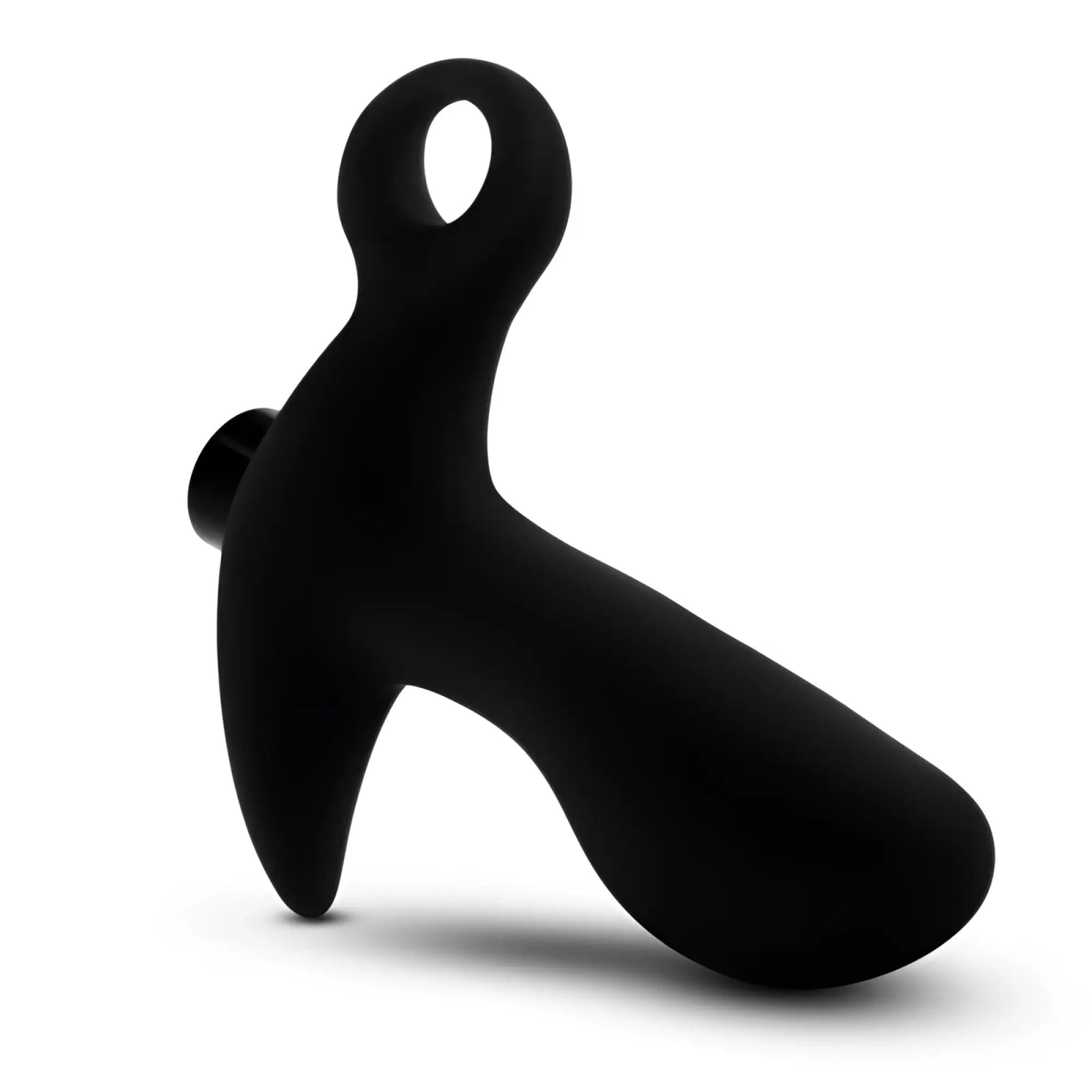 Black silicone anal plug with looped handle and tapered design from anal adventures platinum silicone prostate massager 01