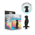 Black 100 percent silicone vibrating prostate massager with sleek ergonomic design and flat base for stability by anal adventures