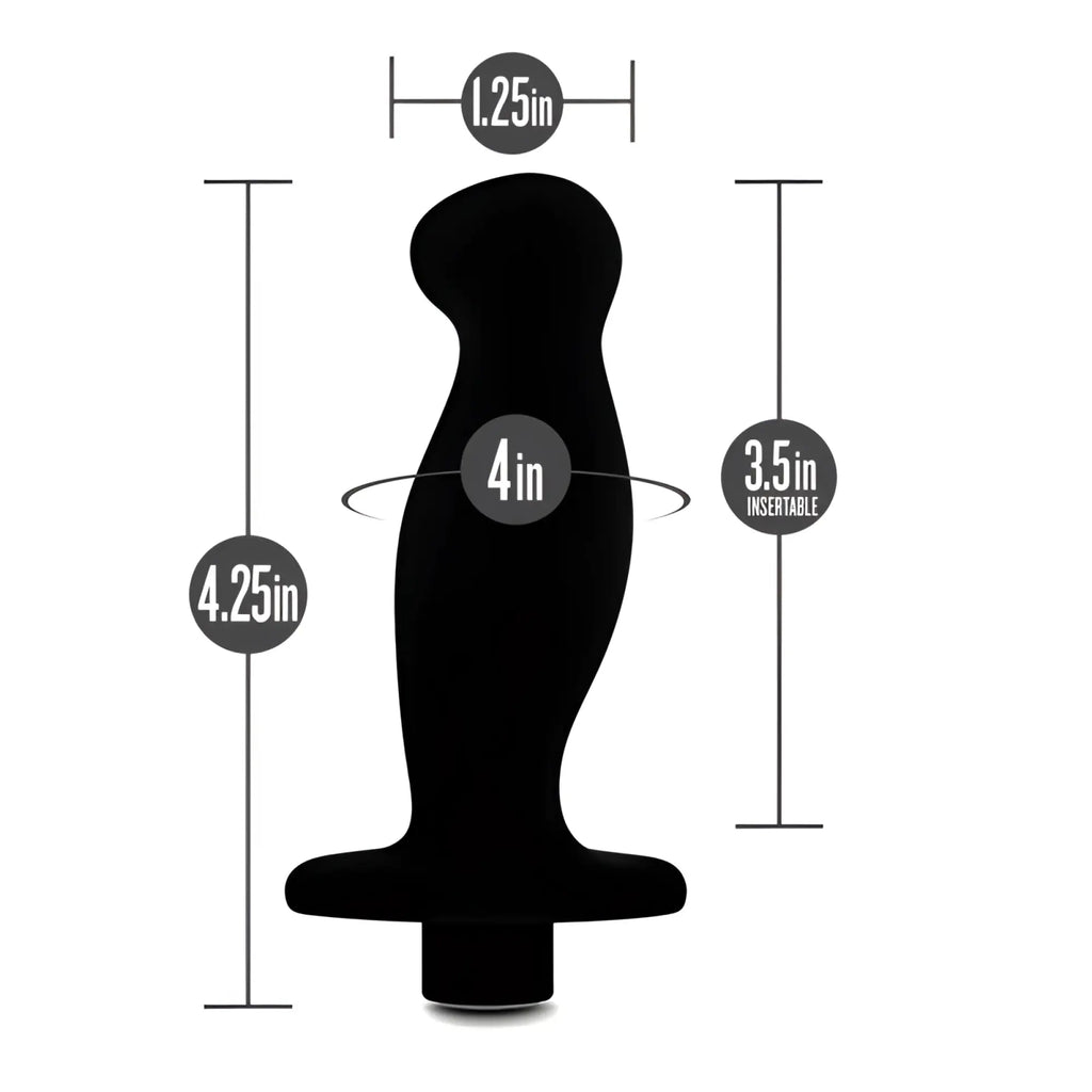 Black silicone anal plug with ergonomic tapered design and flared base from anal adventures platinum series