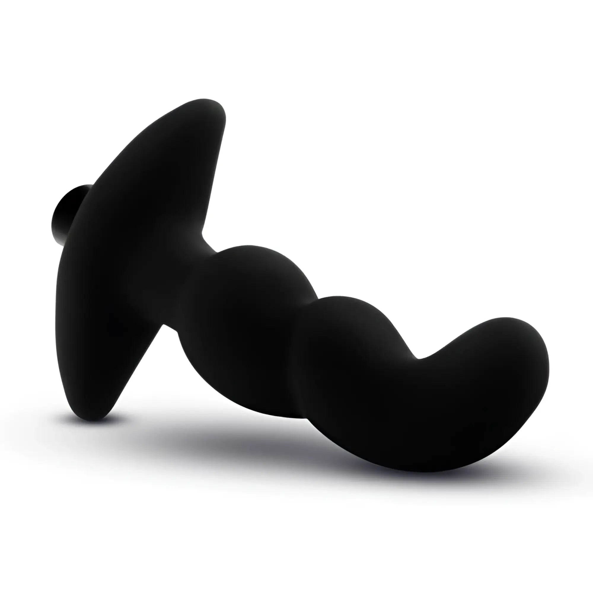 Black silicone butt plug with smooth glossy finish and segmented design from anal adventures platinum prostate massager 03