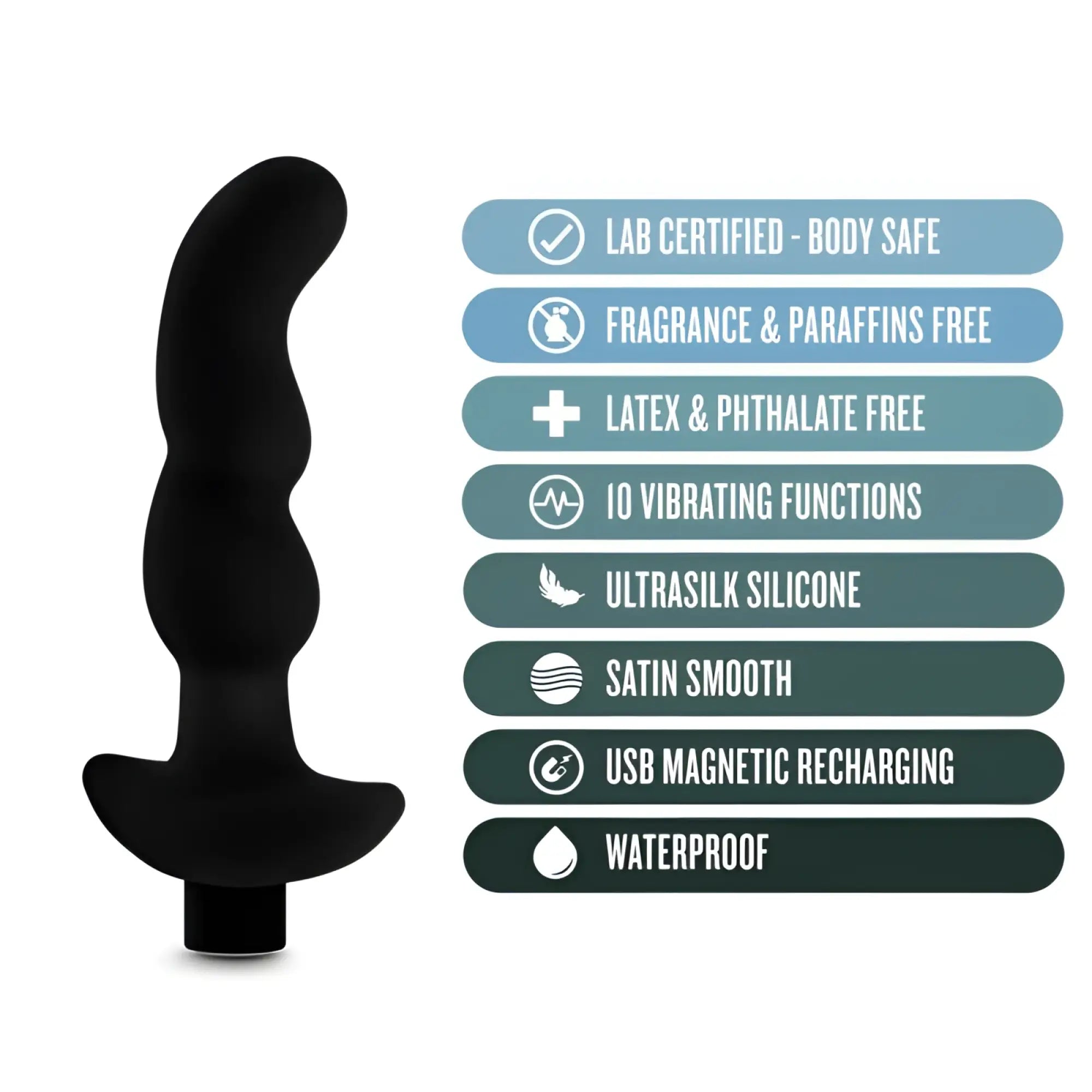 Black anal vibrator anal adventures platinum silicone prostate massager with ultrasilk finish and usb magnetic charging