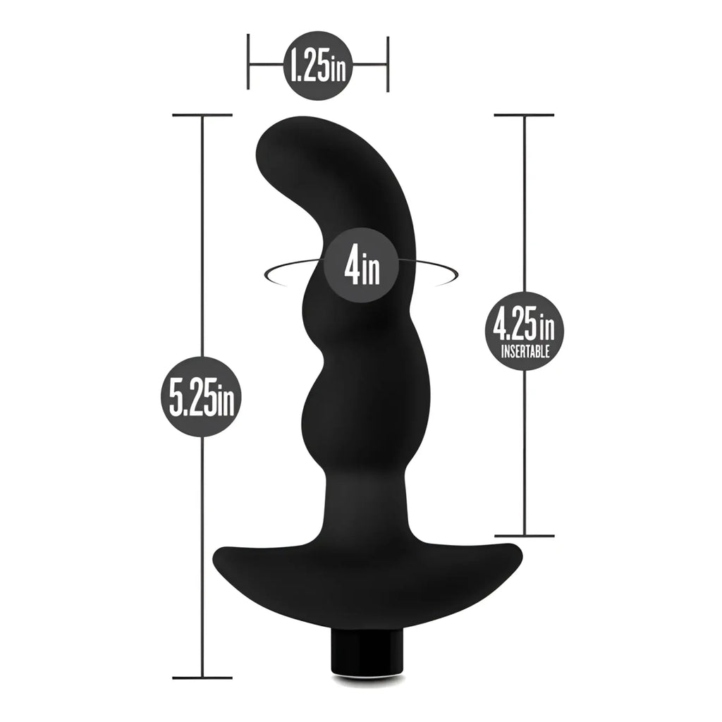 Black smooth silicone anal plug with curved segmented design and flared base from anal adventures platinum series