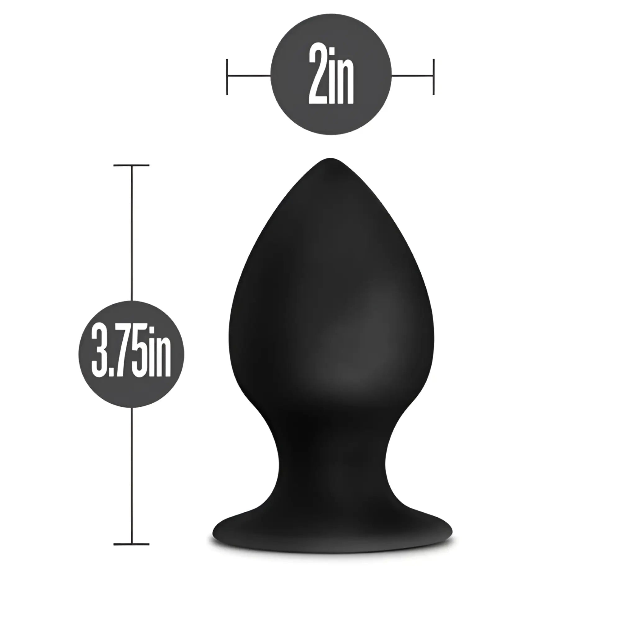 Black smooth silicone anal plug with tapered design and rounded base from anal adventures platinum stout plug large