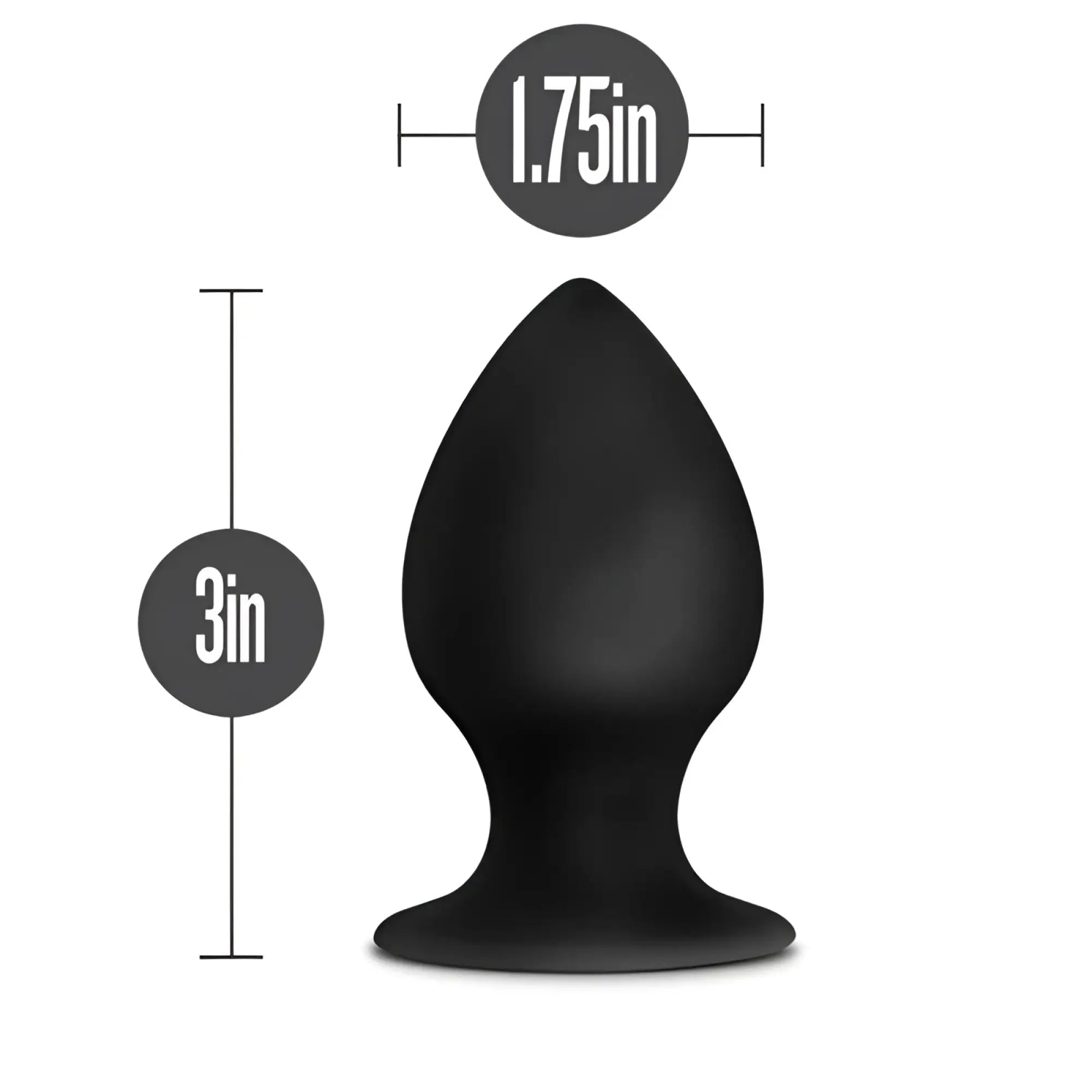 Black smooth silicone anal plug with tapered design and rounded base from anal adventures platinum medium stout plug