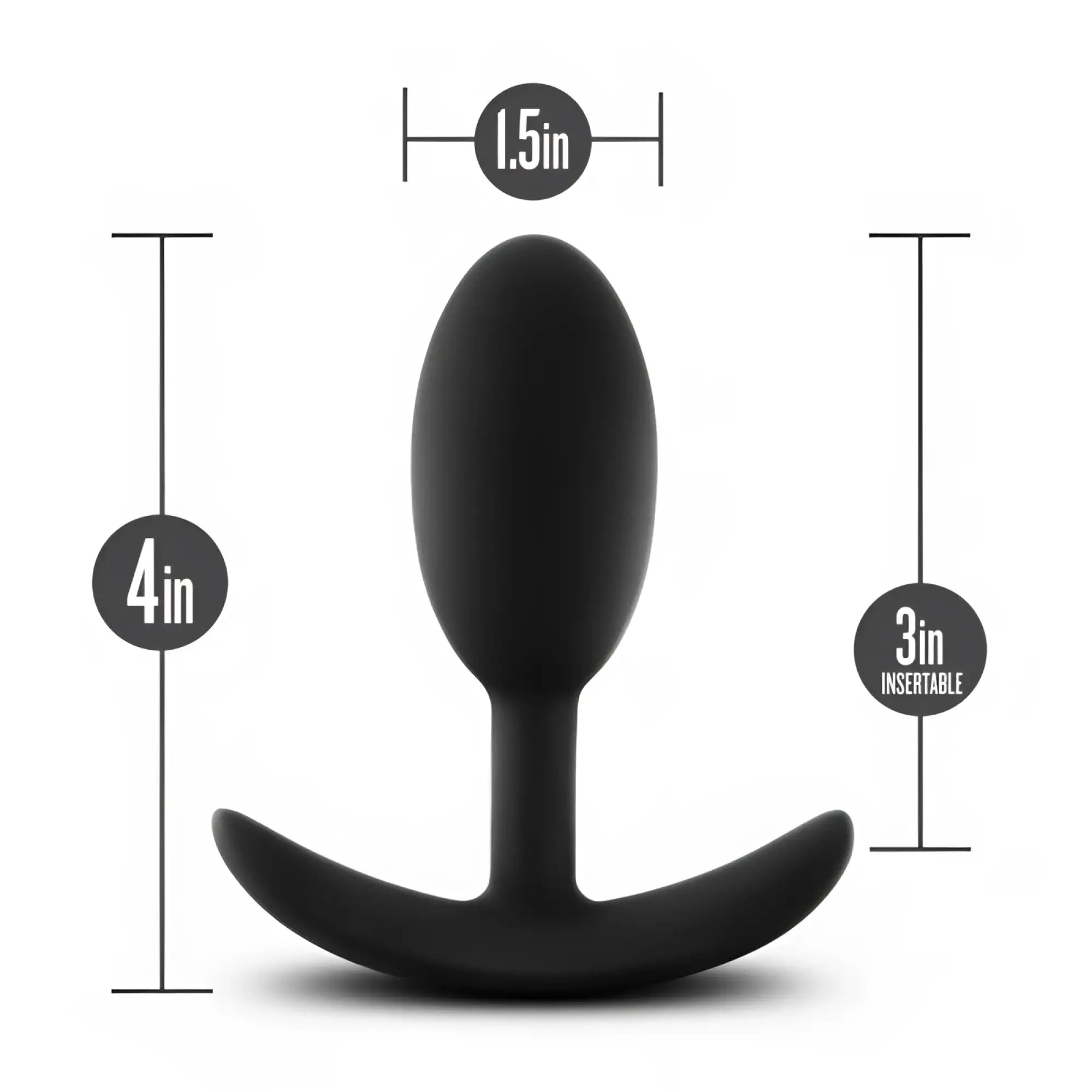 Black silicone anal plug with curved base and rounded head from Anal Adventures Platinum Vibra Slim Plug Medium