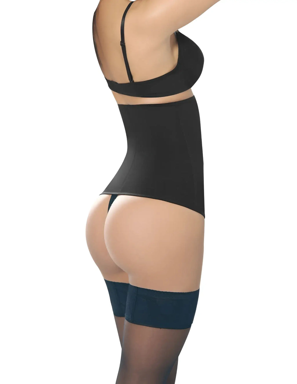 Ann chery 1024b powernet girdle black high-waisted shapewear with thin straps and smooth form-fitting design
