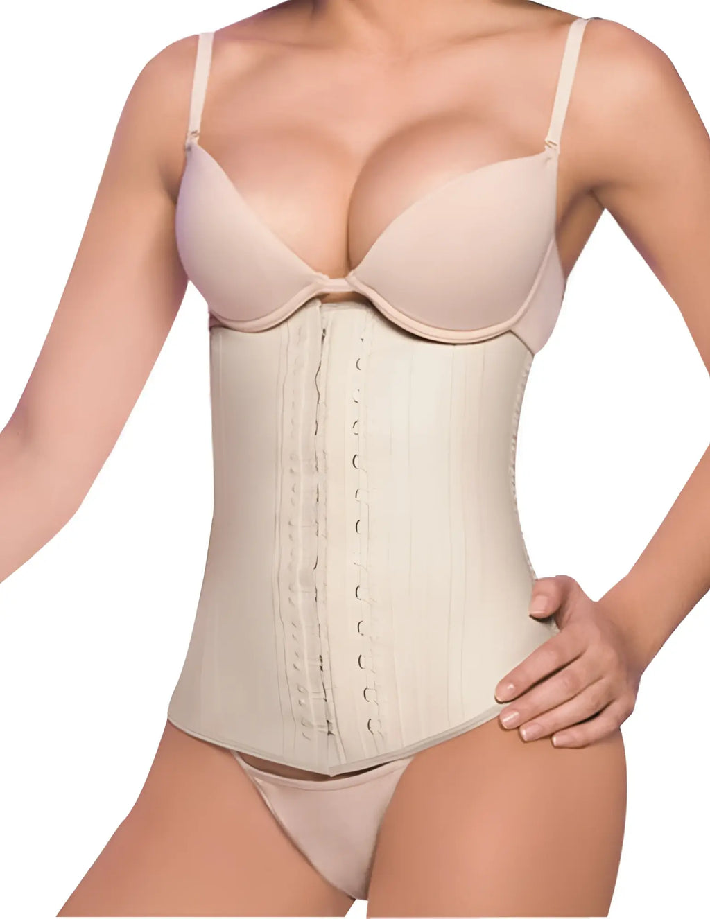 Beige ann chery 2025 latex girdle body shaper corset with adjustable straps and front lacing system