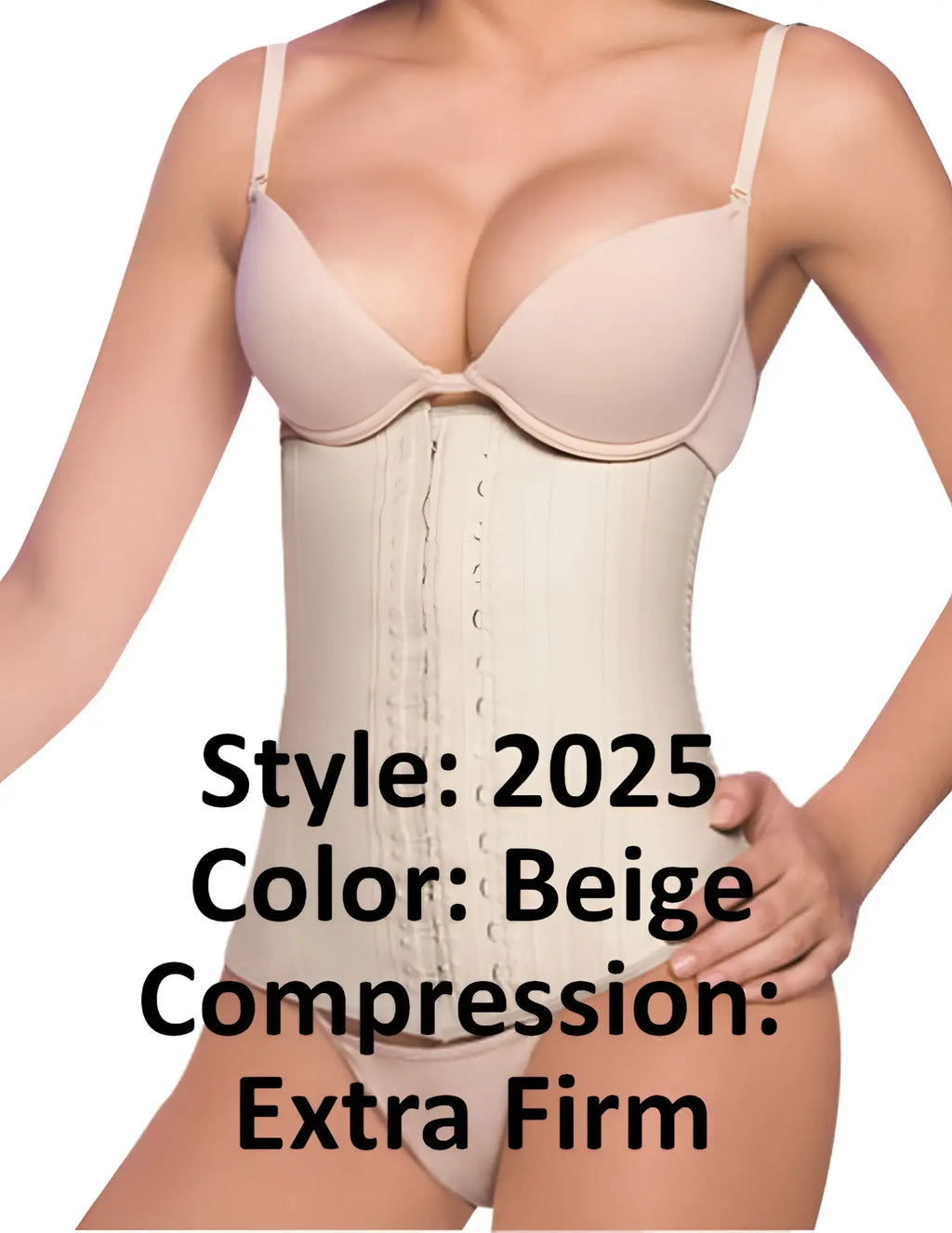 Beige ann chery 2025 latex extra firm compression corset with adjustable straps and front lacing system